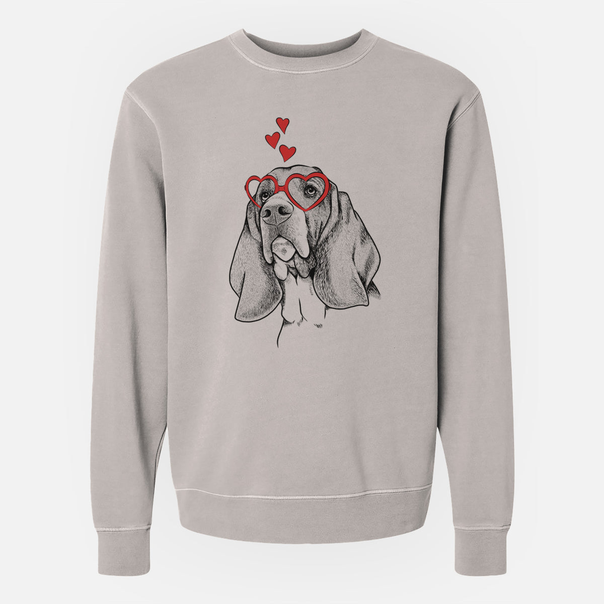 Valentine Cooper the Basset Hound - Unisex Pigment Dyed Crew Sweatshirt