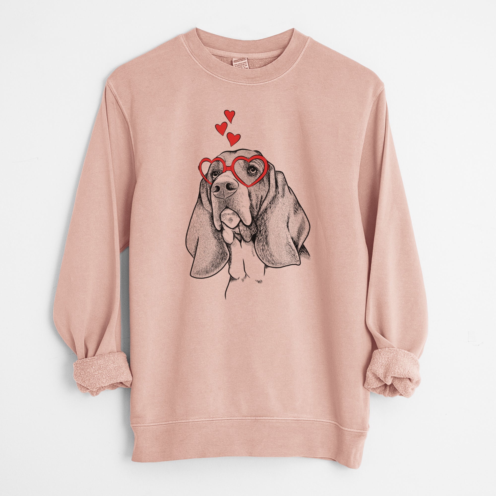 Valentine Cooper the Basset Hound - Unisex Pigment Dyed Crew Sweatshirt