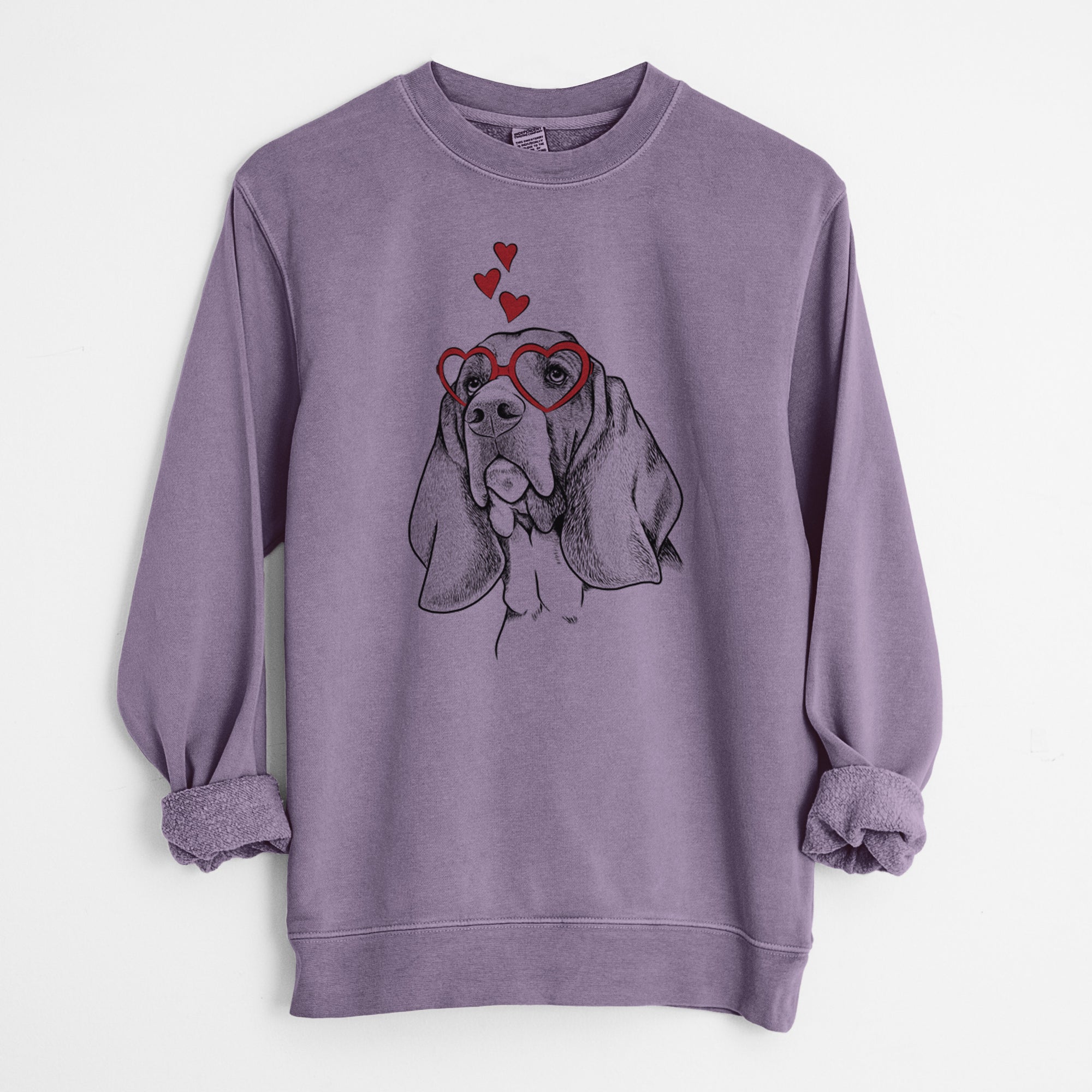 Valentine Cooper the Basset Hound - Unisex Pigment Dyed Crew Sweatshirt