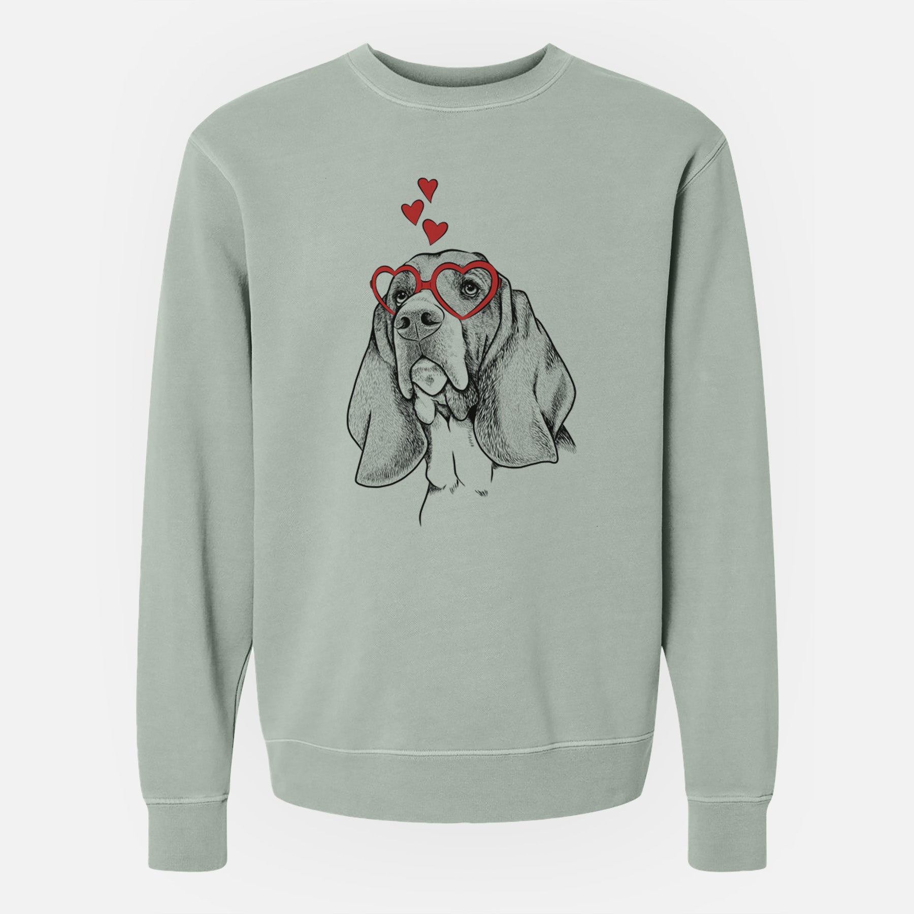 Valentine Cooper the Basset Hound - Unisex Pigment Dyed Crew Sweatshirt