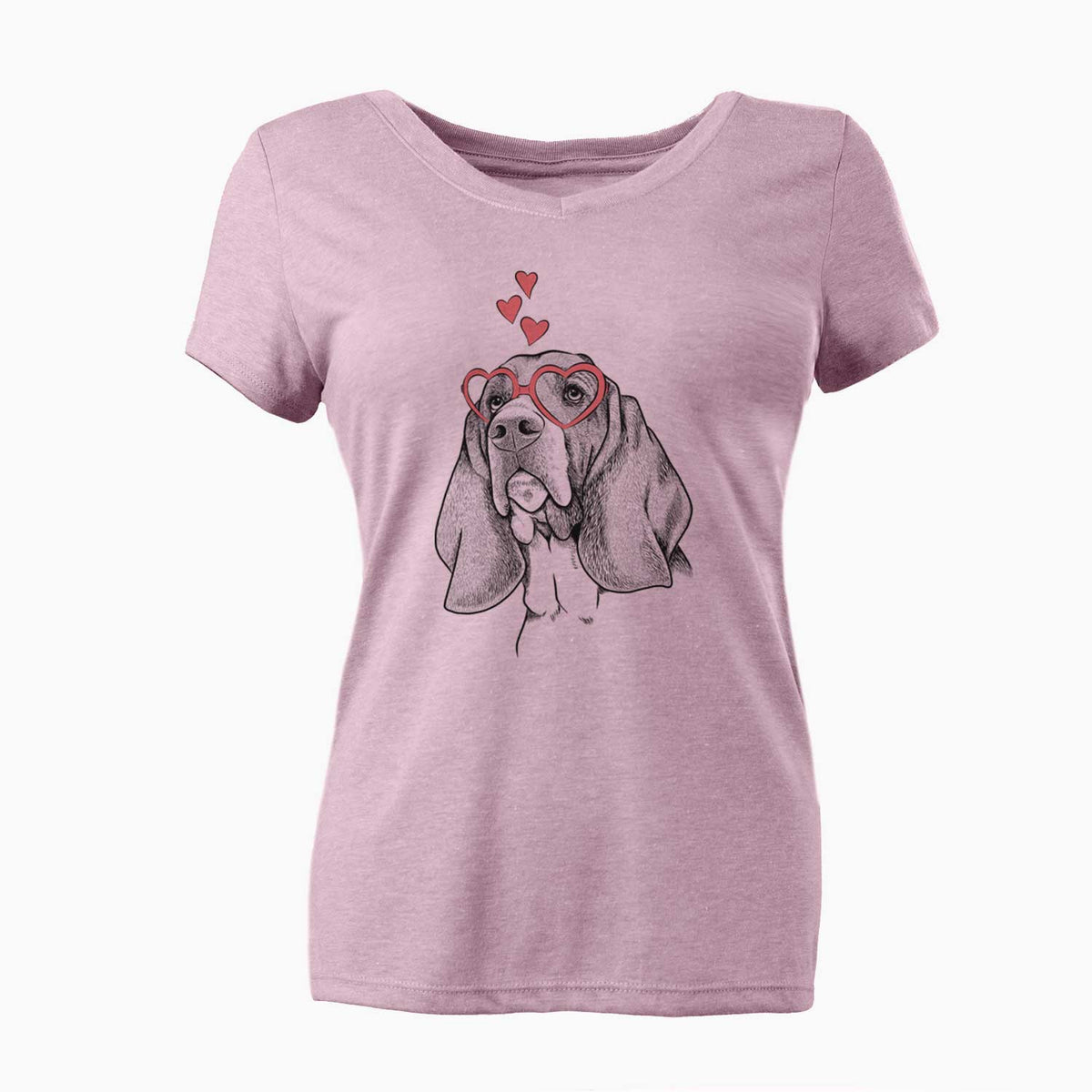 Valentine Cooper the Basset Hound - Women's V-neck Shirt