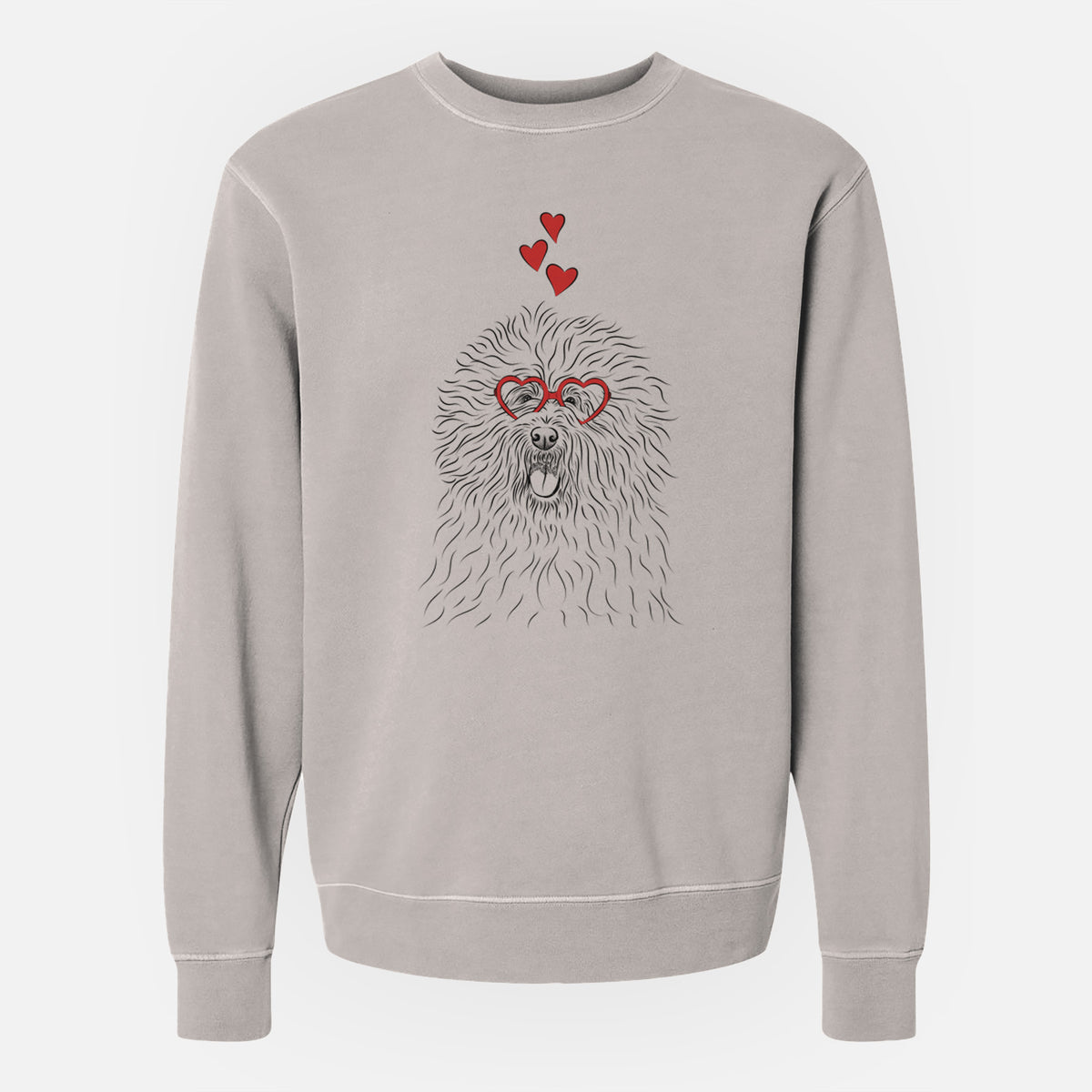 Valentine Cozie the Old English Sheepdog - Unisex Pigment Dyed Crew Sweatshirt