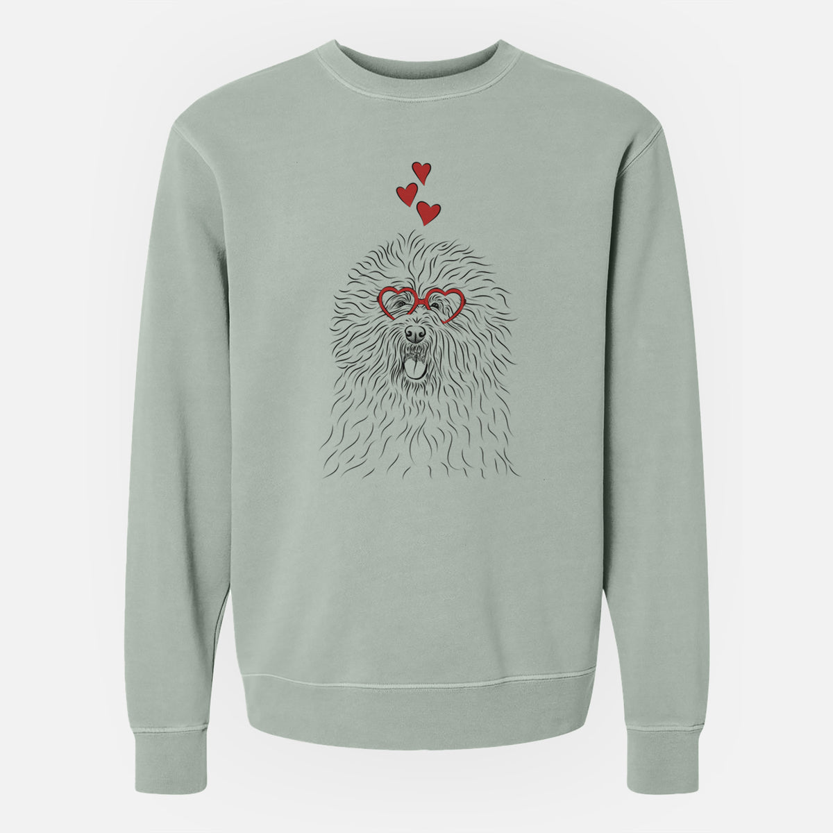 Valentine Cozie the Old English Sheepdog - Unisex Pigment Dyed Crew Sweatshirt