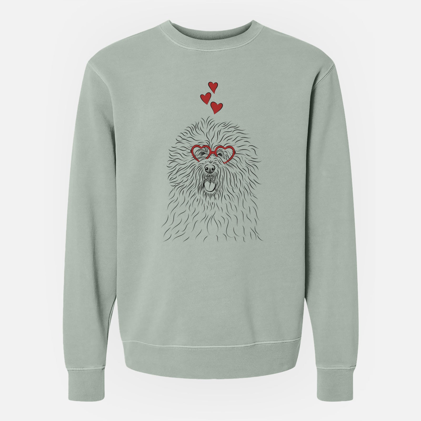 Valentine Cozie the Old English Sheepdog - Unisex Pigment Dyed Crew Sweatshirt
