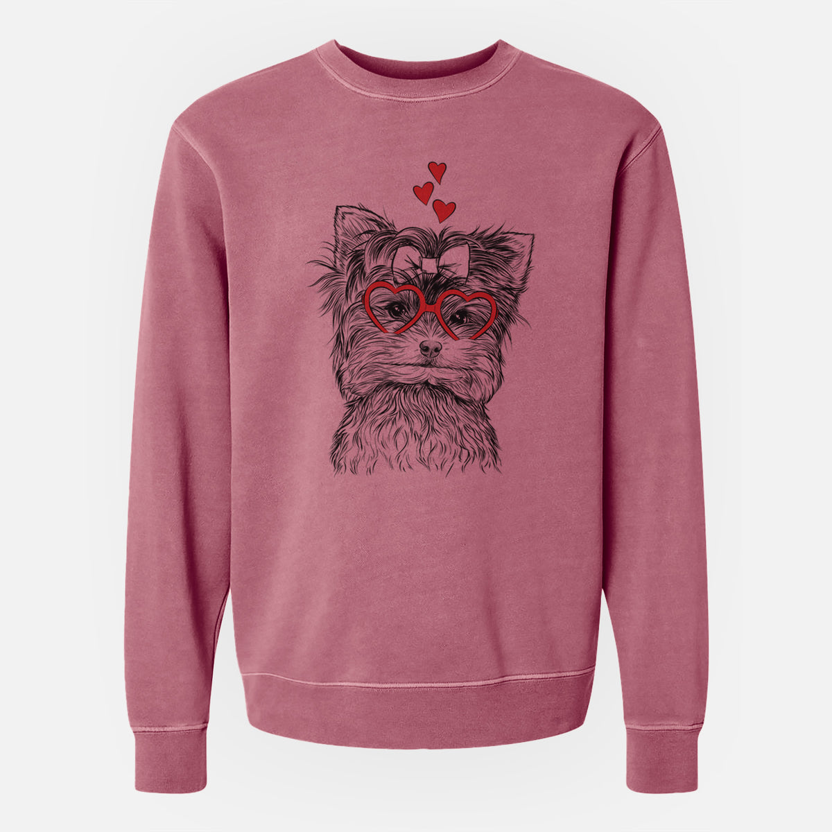 Valentine Cricket the Biewer Terrier - Unisex Pigment Dyed Crew Sweatshirt