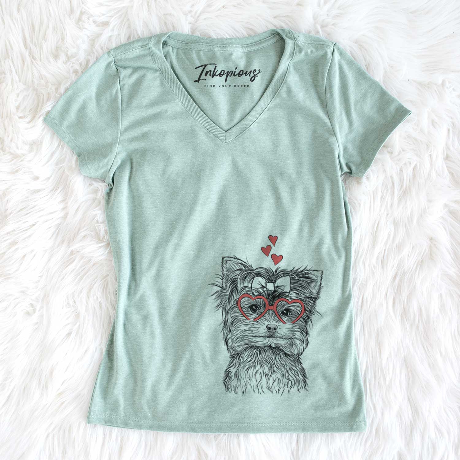 Valentine Cricket the Biewer Terrier - Women's V-neck Shirt