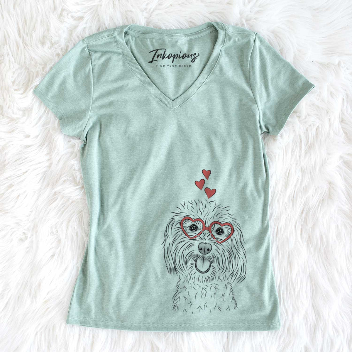 Valentine Cuddles the Coton de Tulear - Women&#39;s V-neck Shirt