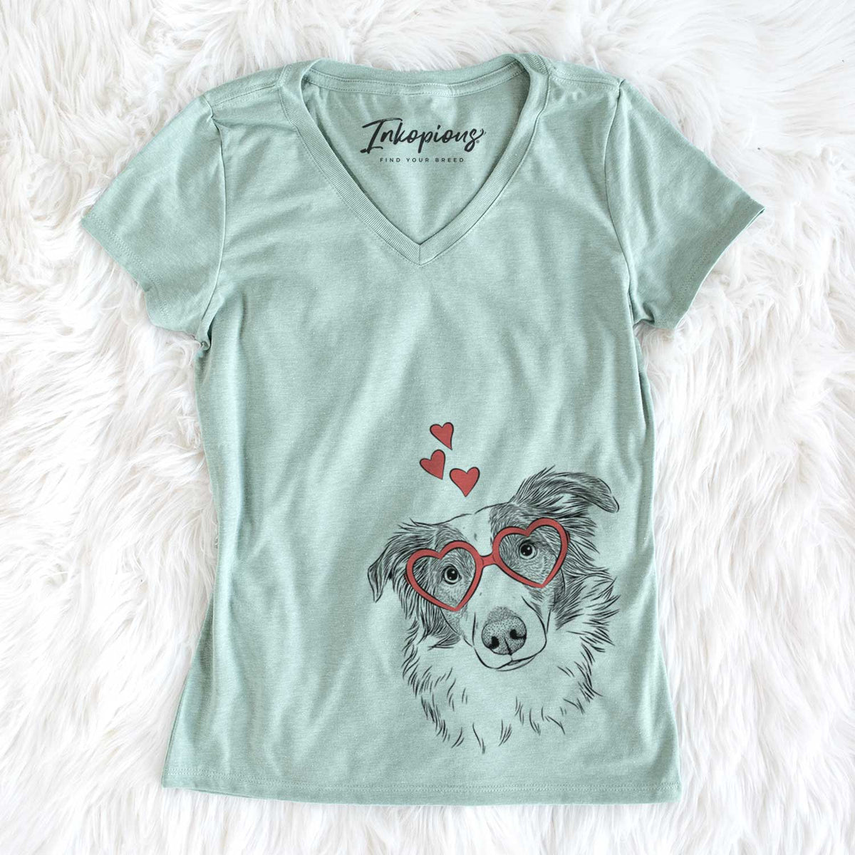 Valentine Cyclone the Australian Shepherd - Women&#39;s V-neck Shirt