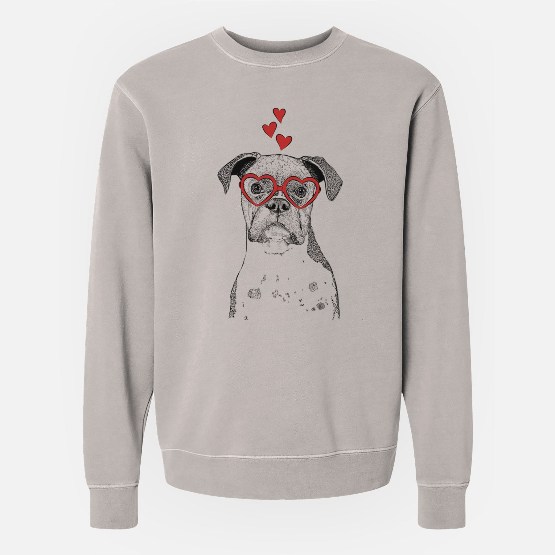 Valentine Daisy the Boxer - Unisex Pigment Dyed Crew Sweatshirt