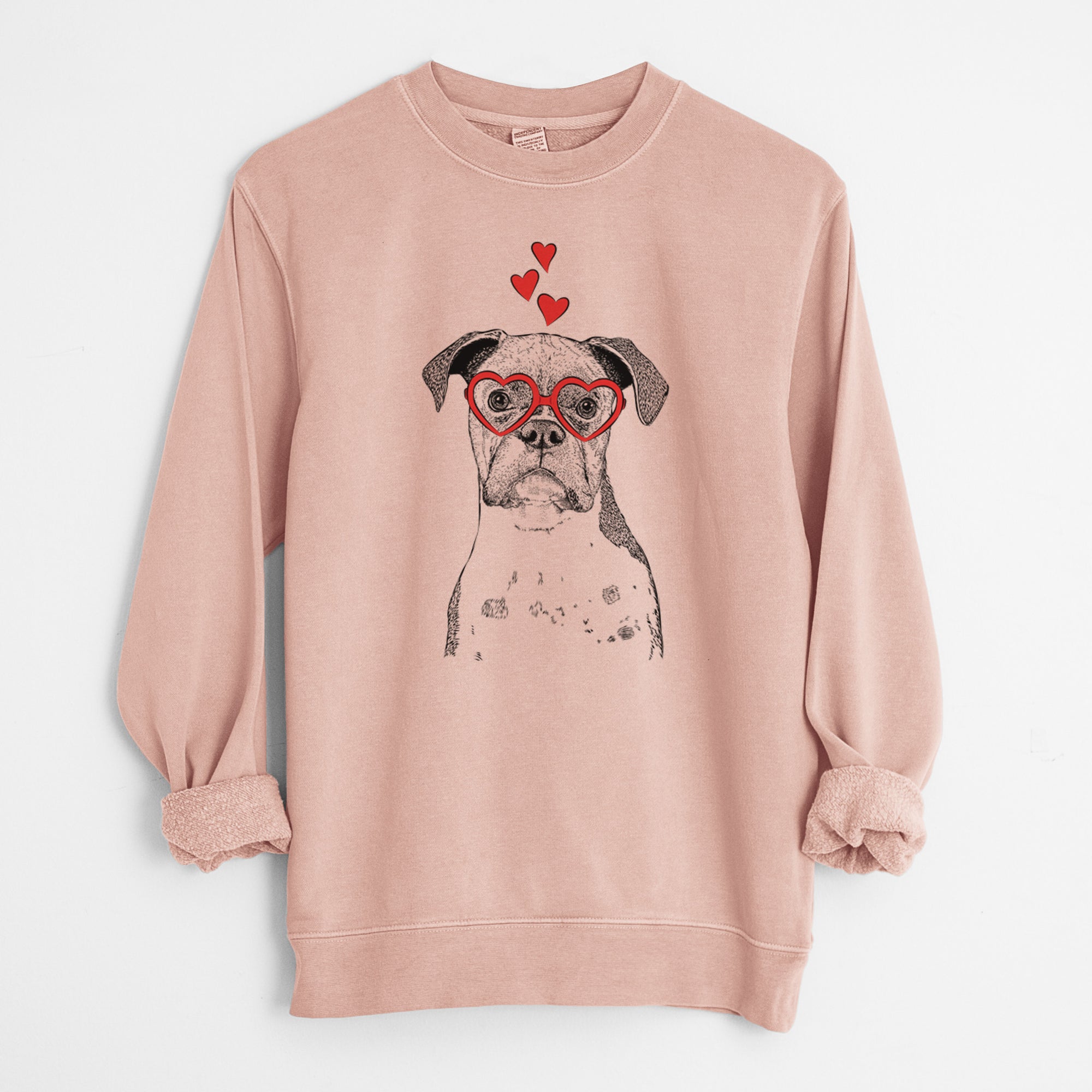 Valentine Daisy the Boxer - Unisex Pigment Dyed Crew Sweatshirt