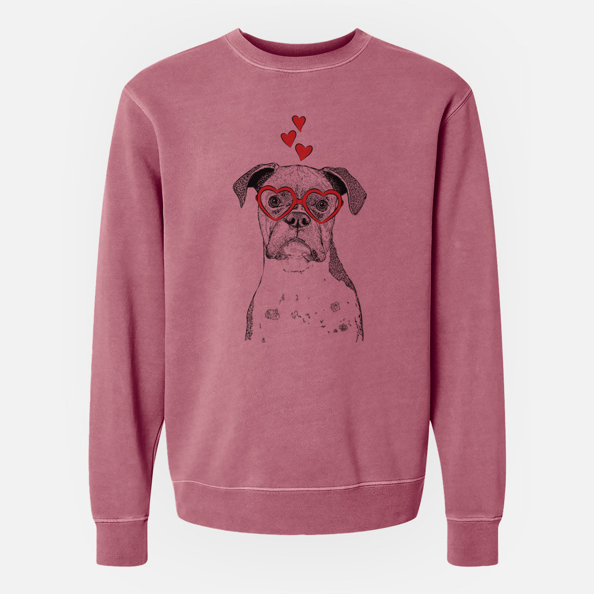 Valentine Daisy the Boxer - Unisex Pigment Dyed Crew Sweatshirt