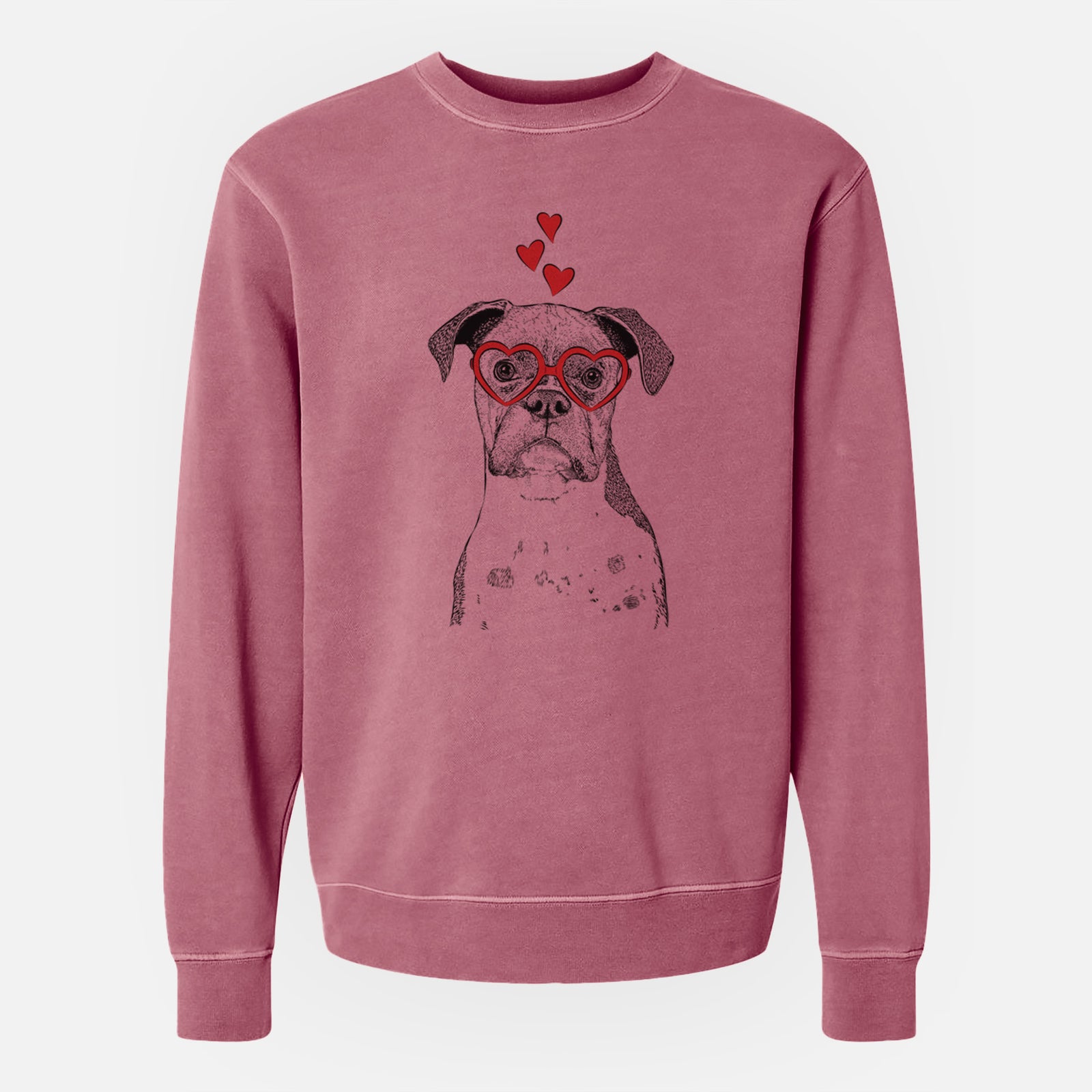 Valentine Daisy the Boxer - Unisex Pigment Dyed Crew Sweatshirt