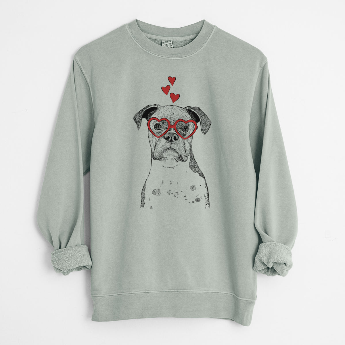 Valentine Daisy the Boxer - Unisex Pigment Dyed Crew Sweatshirt