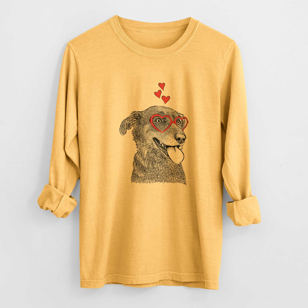 Valentine Daisy the Australian Shepherd Mix - Heavyweight 100% Cotton Long Sleeve