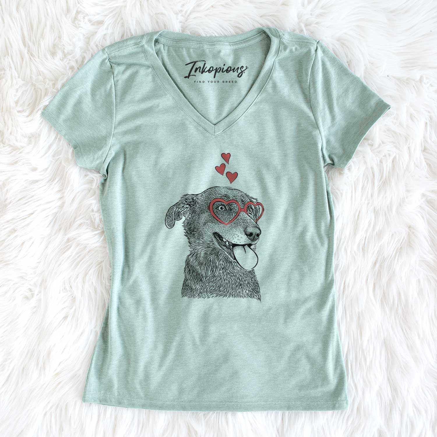 Valentine Daisy the Australian Shepherd Mix - Women's V-neck Shirt