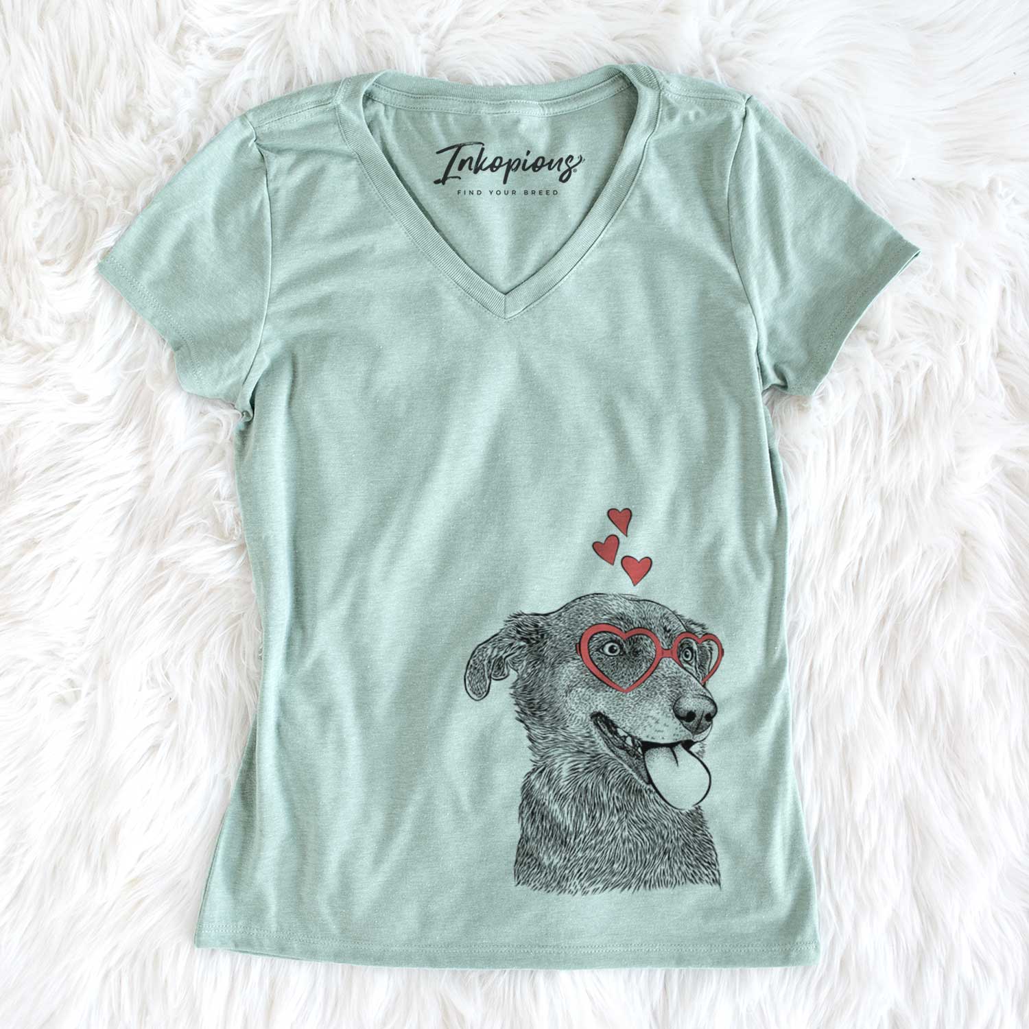 Valentine Daisy the Australian Shepherd Mix - Women's V-neck Shirt