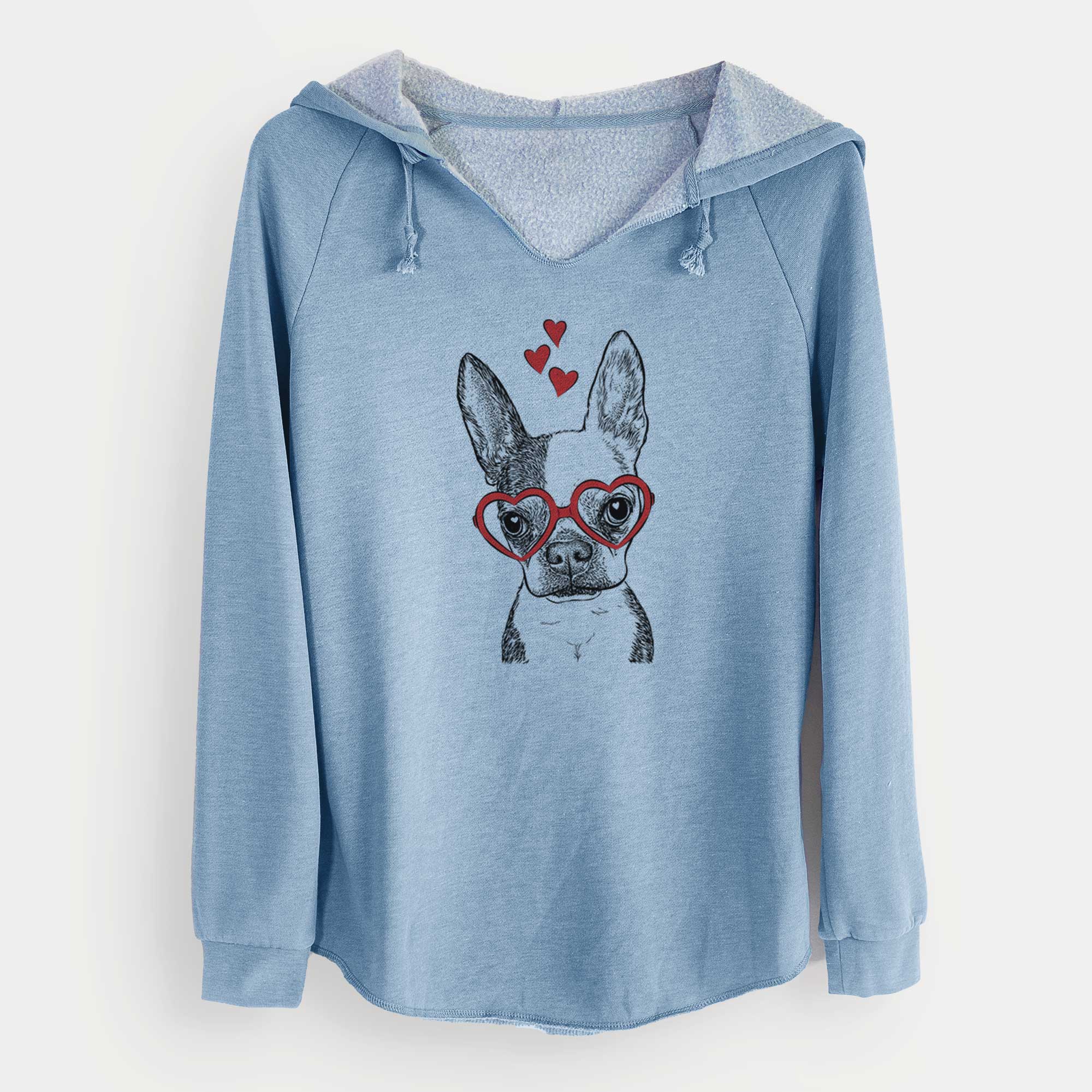 Valentine Daisy the Boston Terrier - Cali Wave Hooded Sweatshirt