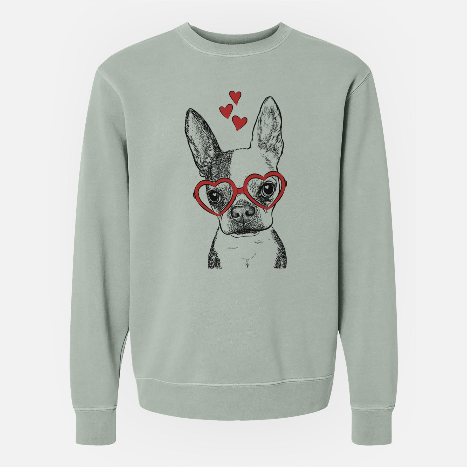 Valentine Daisy the Boston Terrier - Unisex Pigment Dyed Crew Sweatshirt