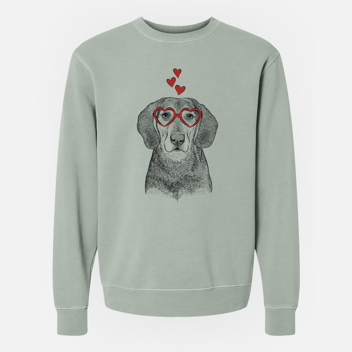 Valentine Daisy the Hound Mix - Unisex Pigment Dyed Crew Sweatshirt
