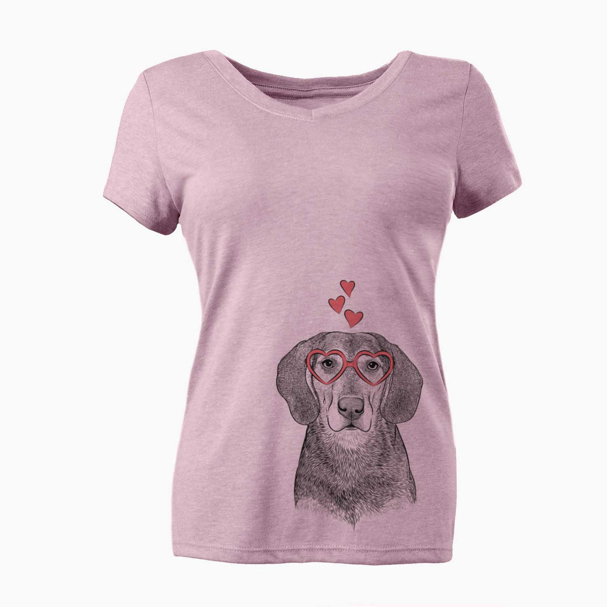 Valentine Daisy the Hound Mix - Women's V-neck Shirt