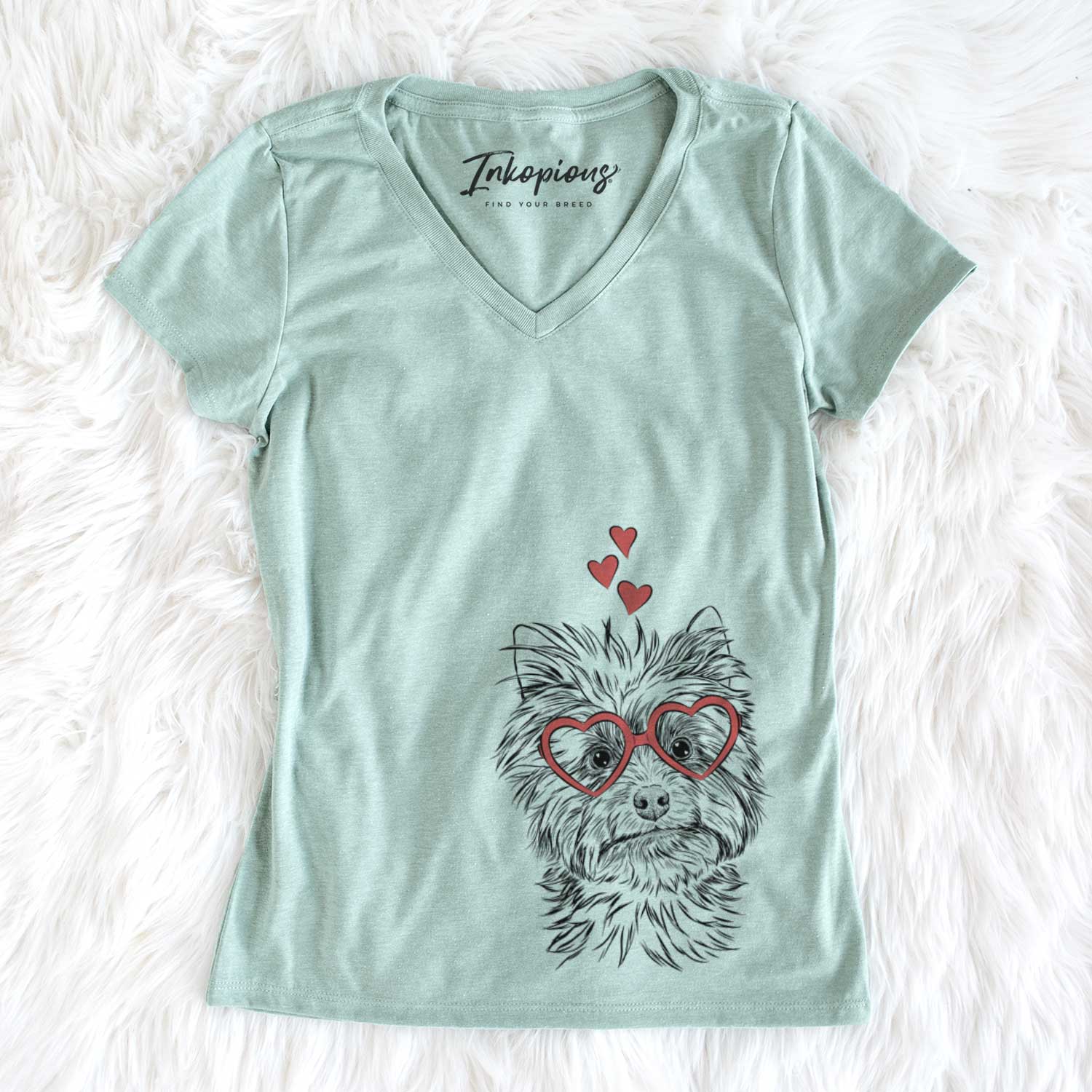 Valentine Dakota the Yorkshire Terrier - Women's V-neck Shirt