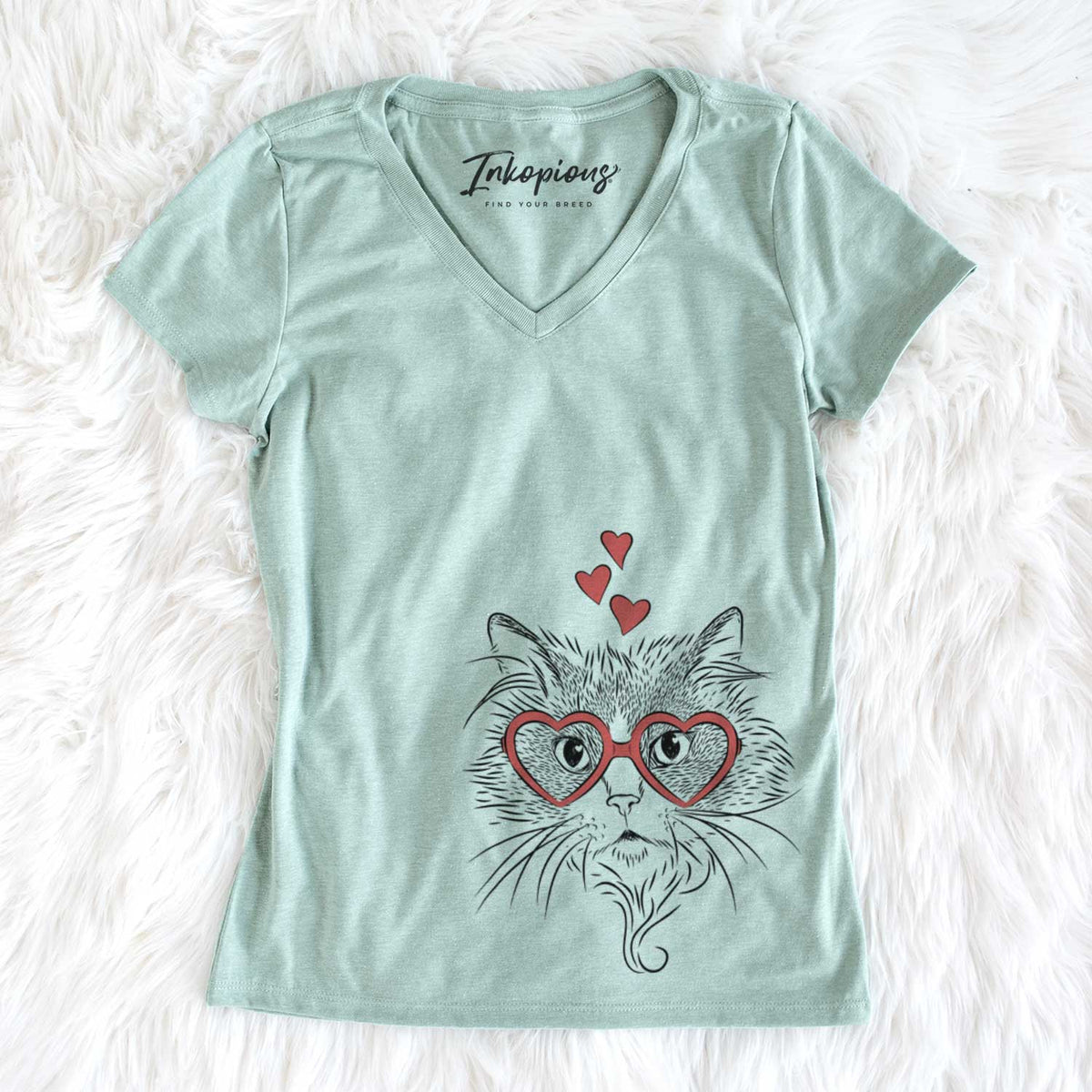 Valentine Daniel the Ragdoll Cat - Women&#39;s V-neck Shirt