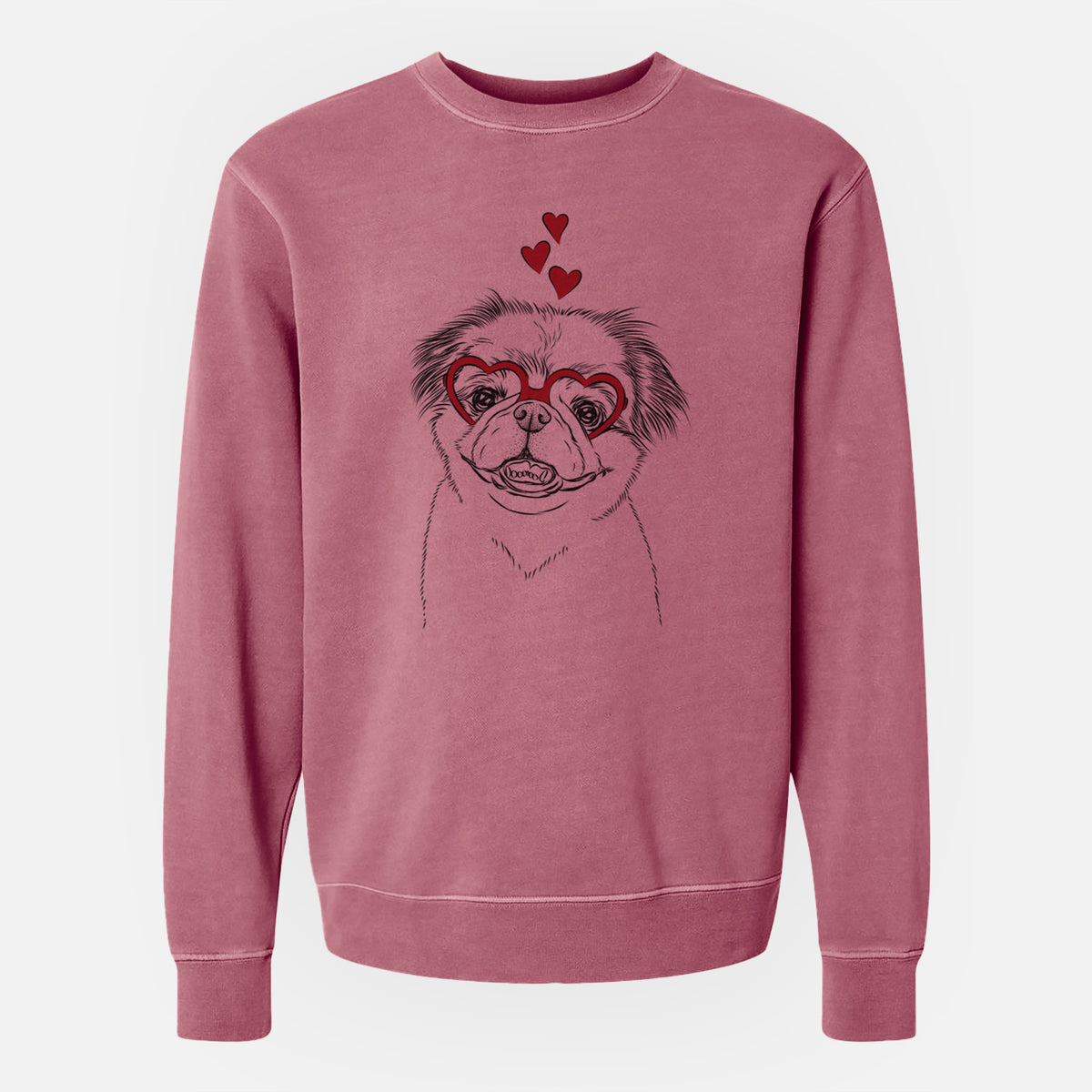 Valentine Danny the Pekingese - Unisex Pigment Dyed Crew Sweatshirt