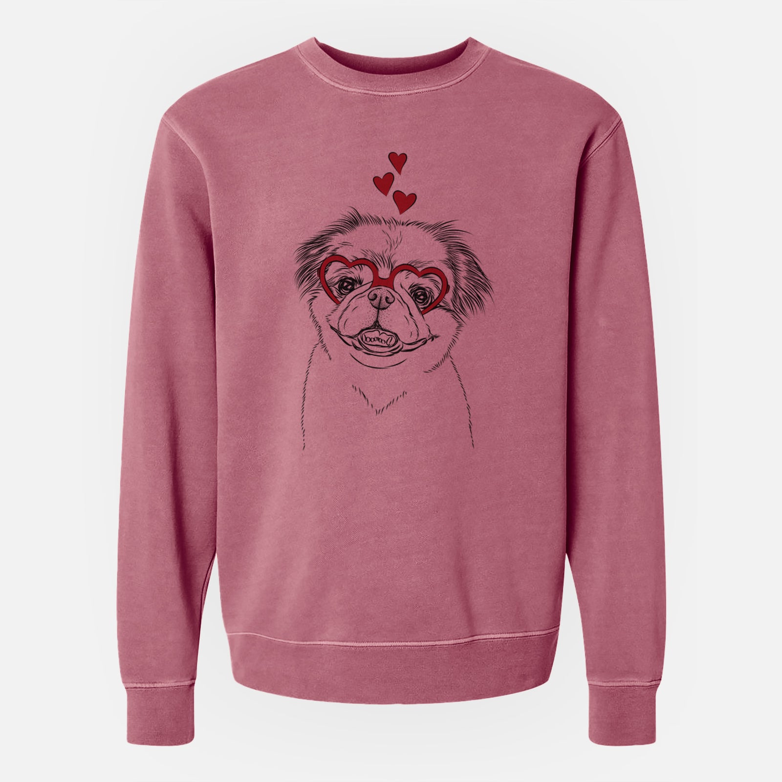 Valentine Danny the Pekingese - Unisex Pigment Dyed Crew Sweatshirt
