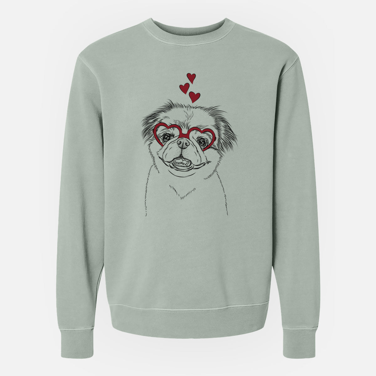 Valentine Danny the Pekingese - Unisex Pigment Dyed Crew Sweatshirt