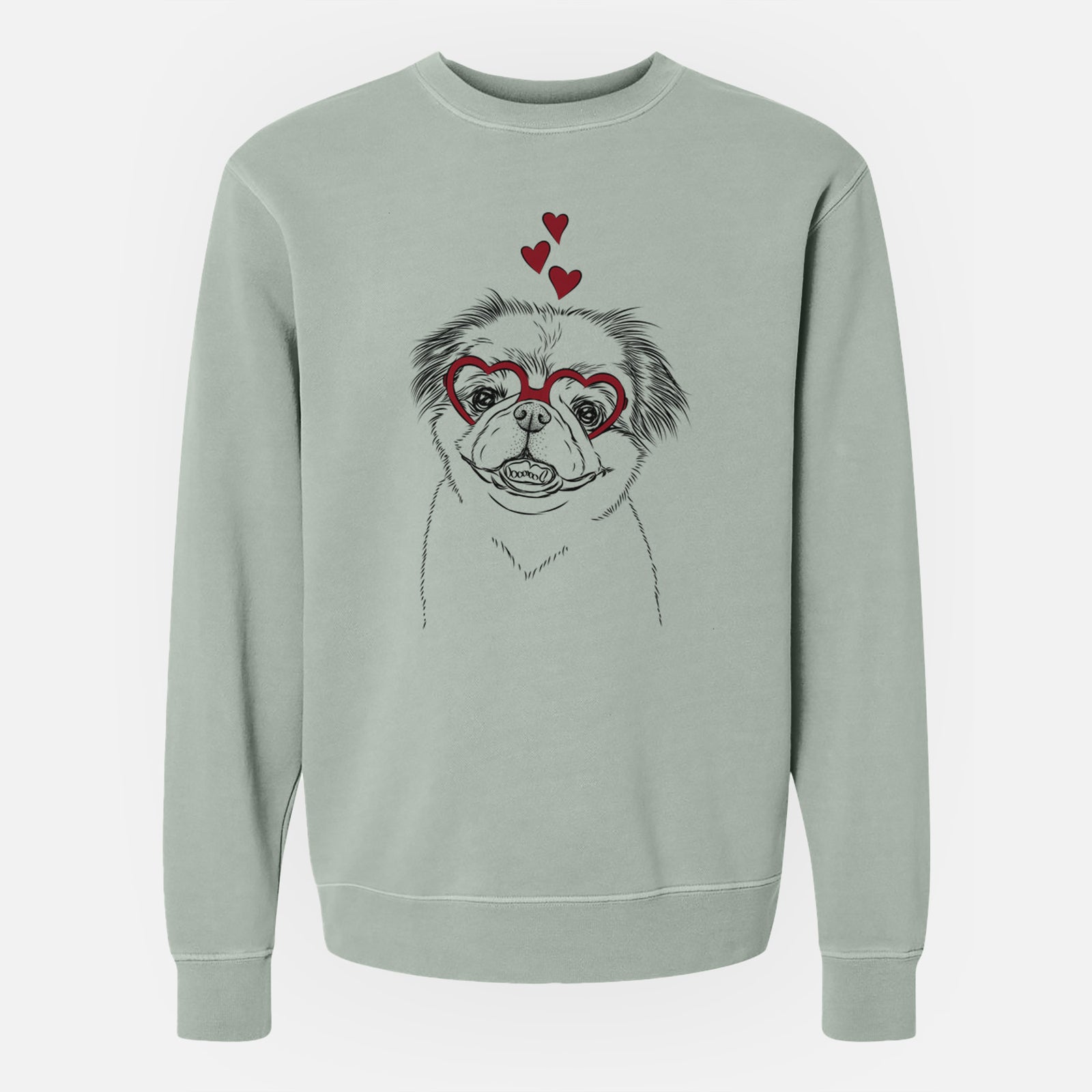 Valentine Danny the Pekingese - Unisex Pigment Dyed Crew Sweatshirt