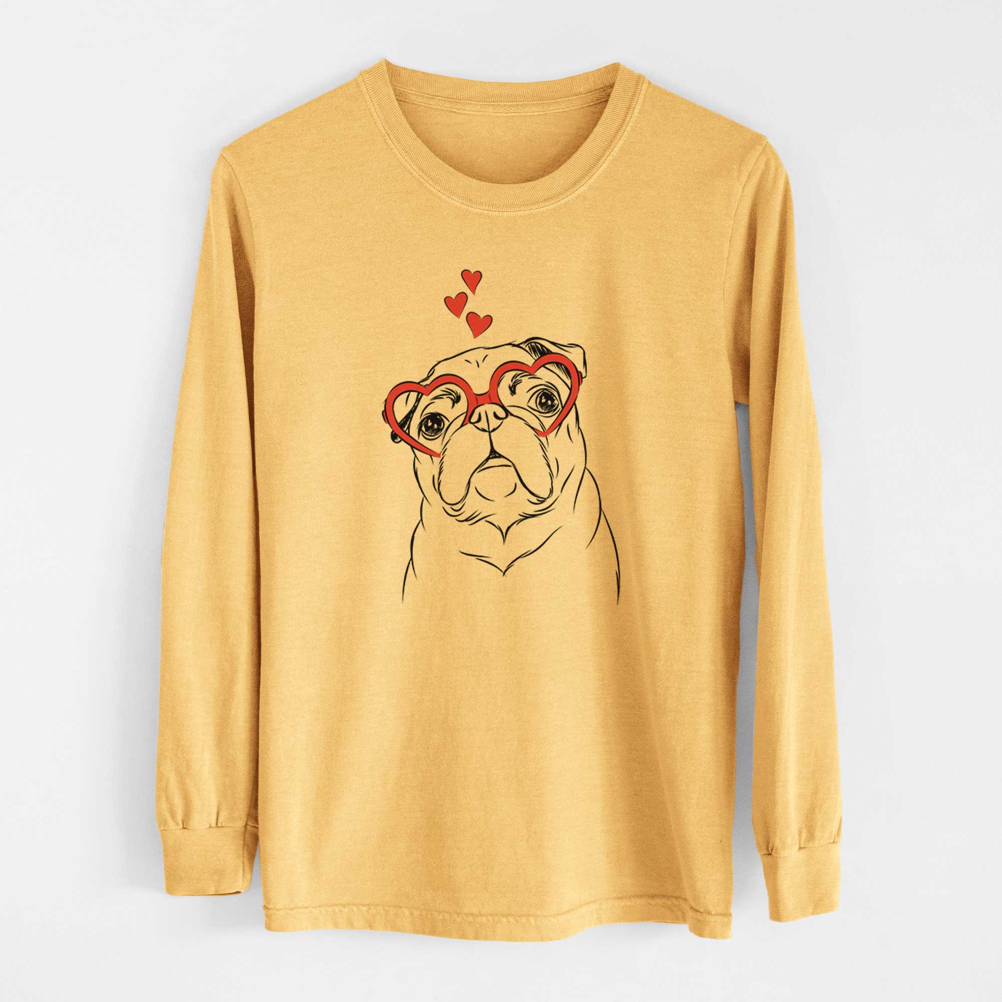 Valentine Darling Chloe the Pug - Heavyweight 100% Cotton Long Sleeve