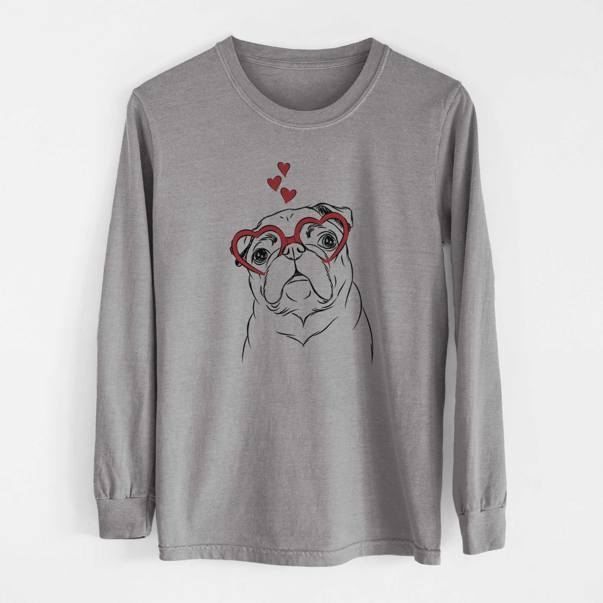 Valentine Darling Chloe the Pug - Heavyweight 100% Cotton Long Sleeve