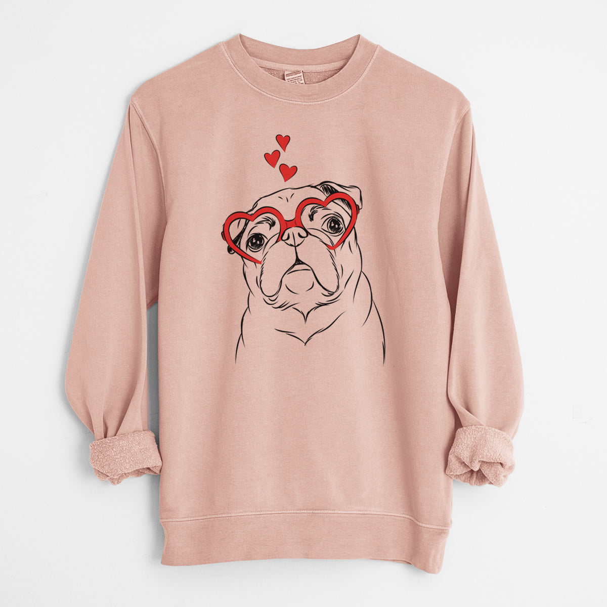 Valentine Darling Chloe the Pug - Unisex Pigment Dyed Crew Sweatshirt