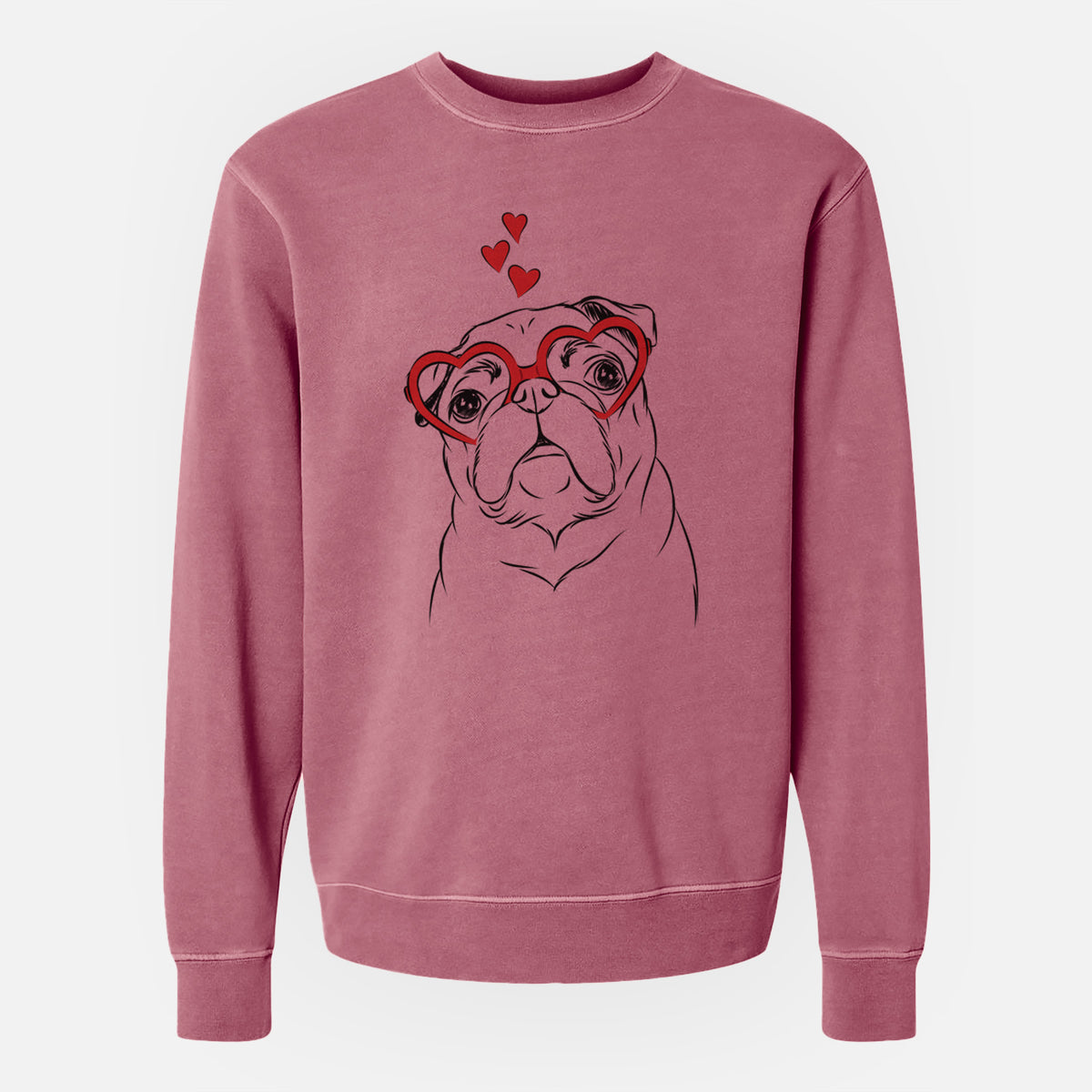 Valentine Darling Chloe the Pug - Unisex Pigment Dyed Crew Sweatshirt