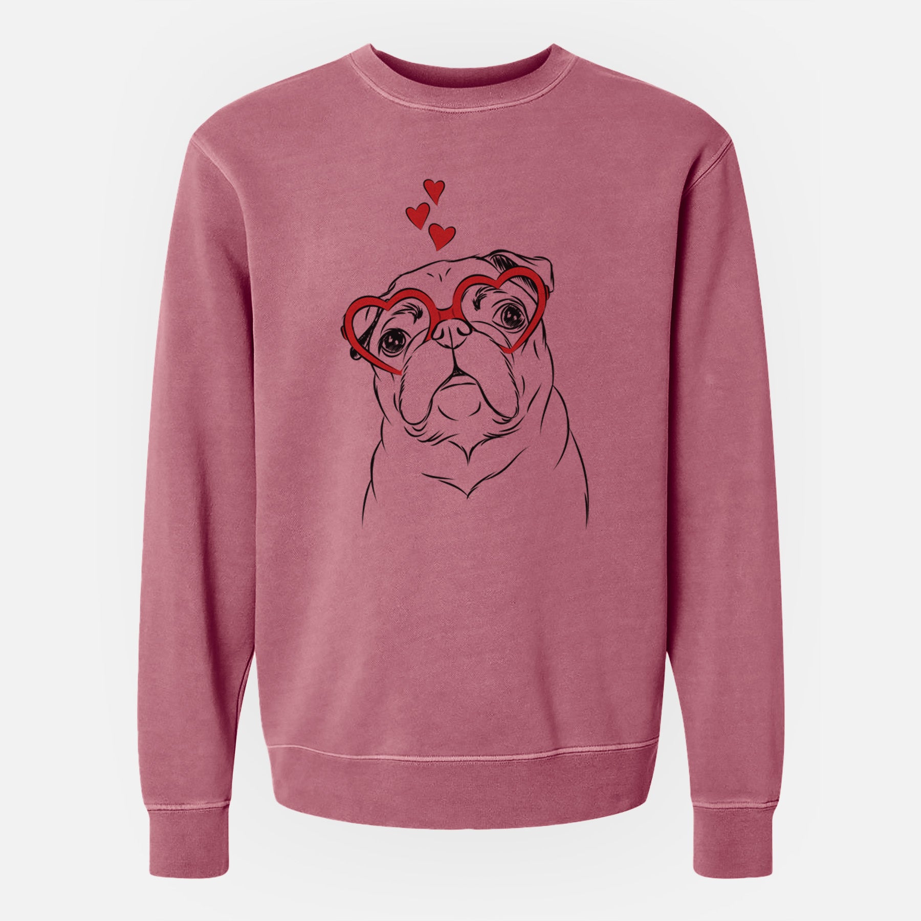 Valentine Darling Chloe the Pug - Unisex Pigment Dyed Crew Sweatshirt