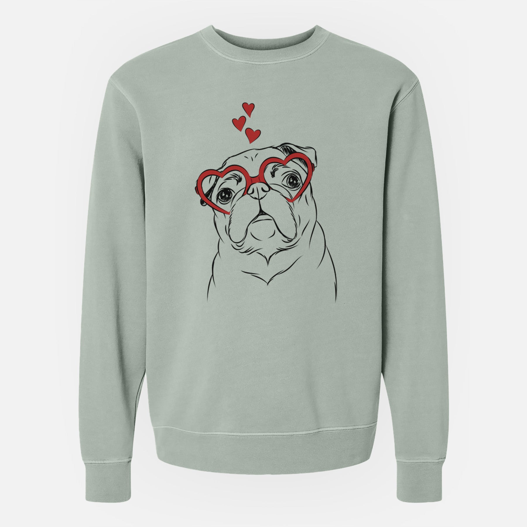 Valentine Darling Chloe the Pug - Unisex Pigment Dyed Crew Sweatshirt