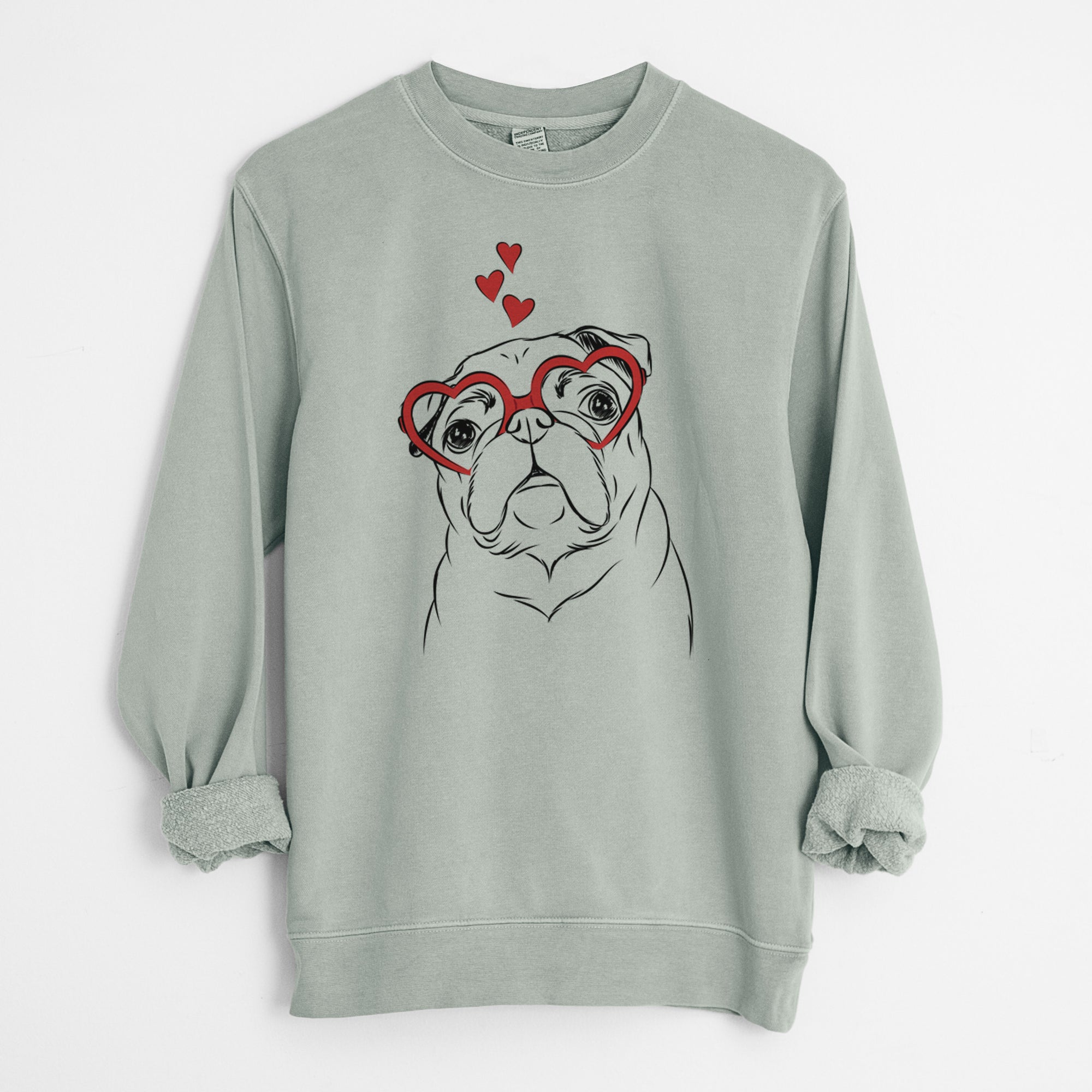 Valentine Darling Chloe the Pug - Unisex Pigment Dyed Crew Sweatshirt