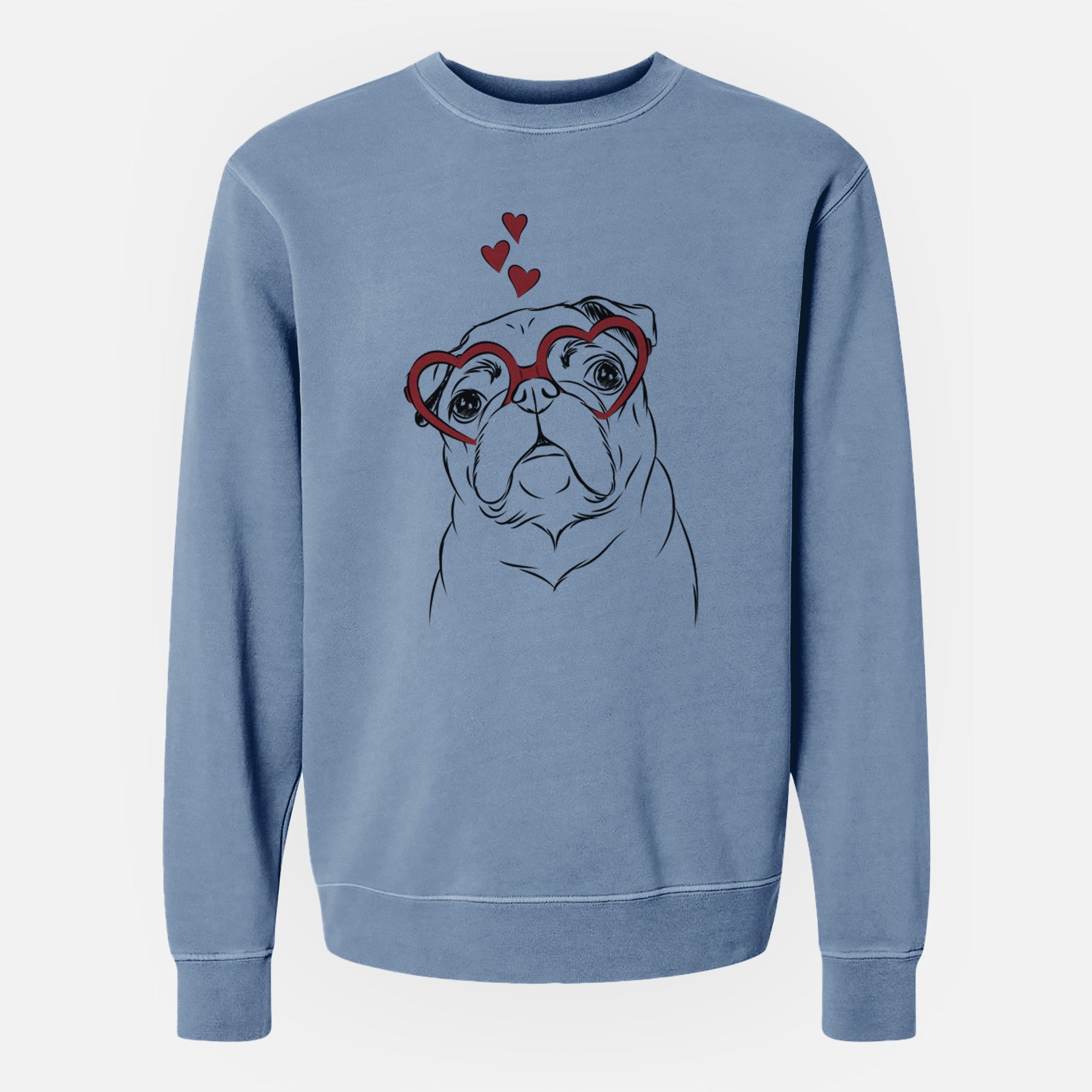 Valentine Darling Chloe the Pug - Unisex Pigment Dyed Crew Sweatshirt