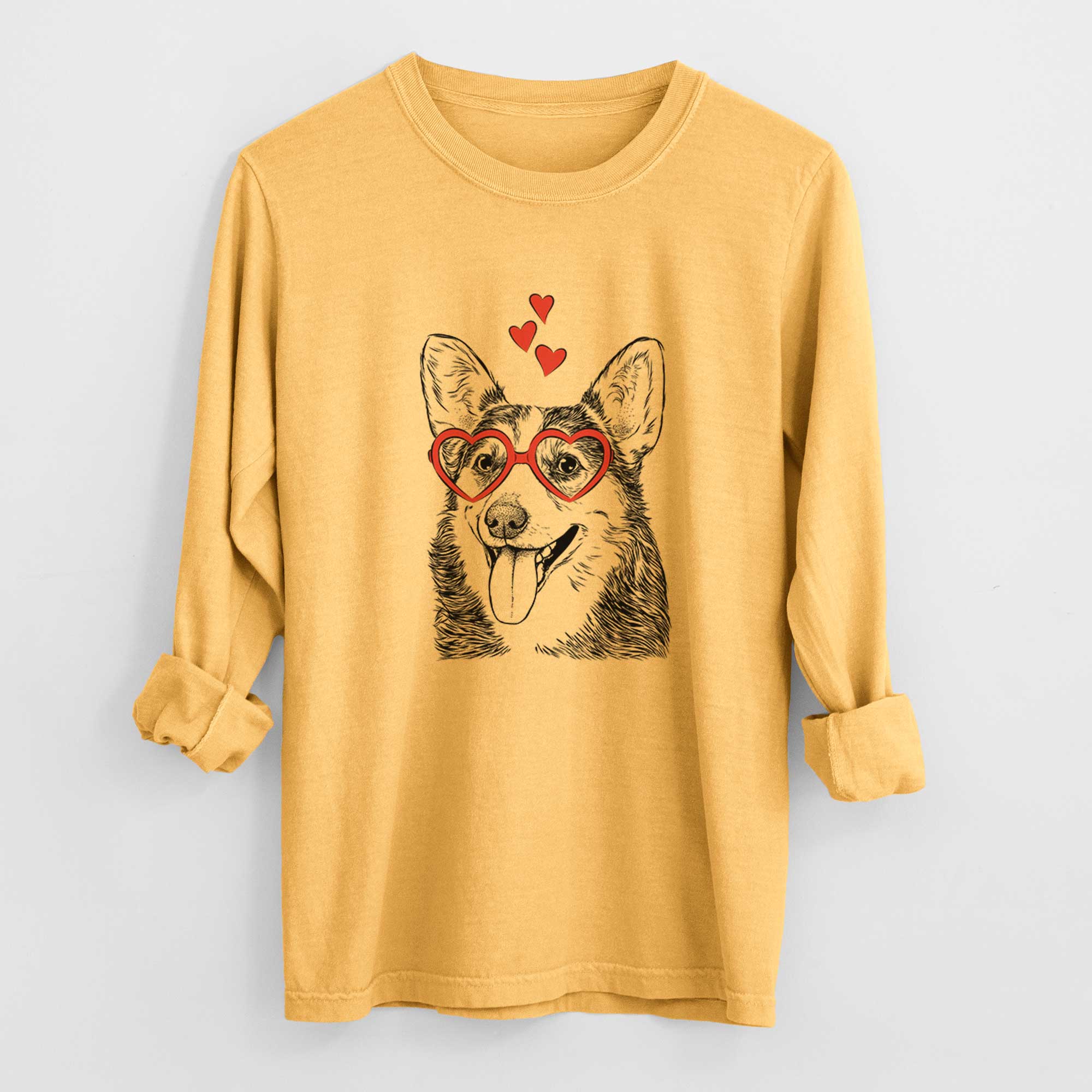 Valentine Darma the Corgi - Heavyweight 100% Cotton Long Sleeve