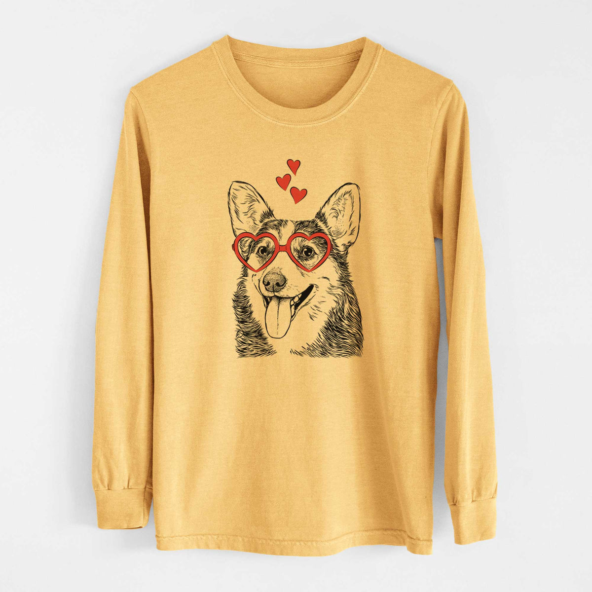 Valentine Darma the Corgi - Heavyweight 100% Cotton Long Sleeve