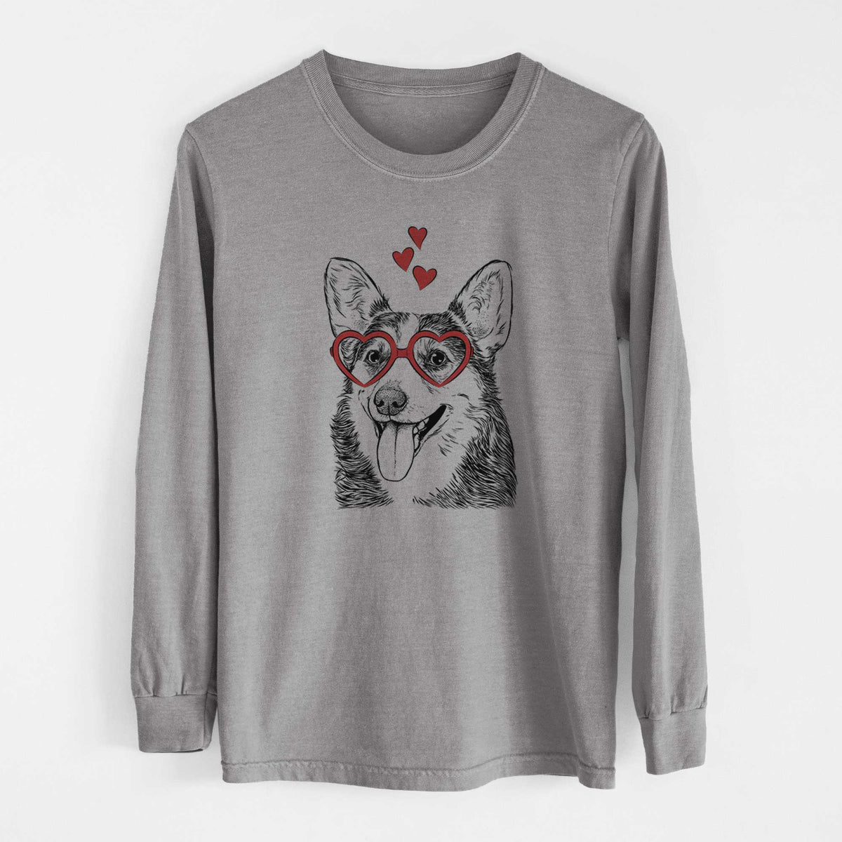 Valentine Darma the Corgi - Heavyweight 100% Cotton Long Sleeve