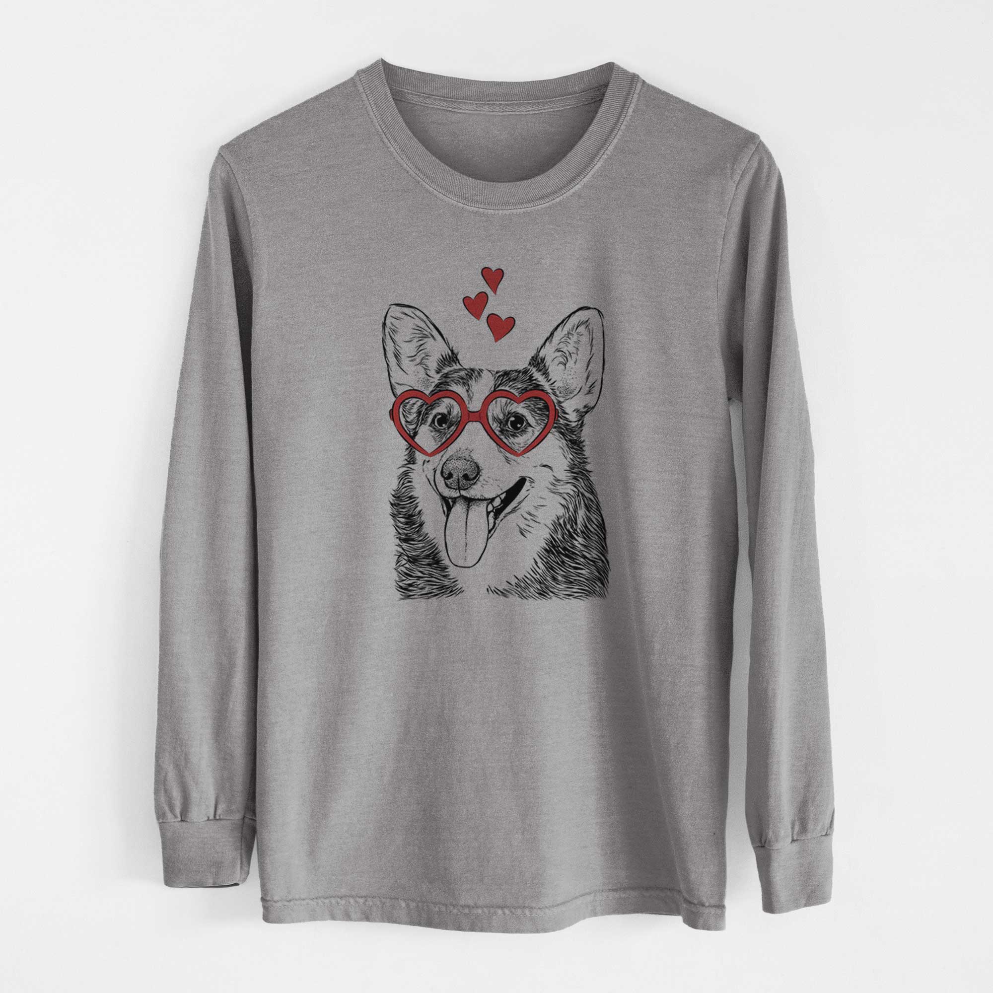 Valentine Darma the Corgi - Heavyweight 100% Cotton Long Sleeve