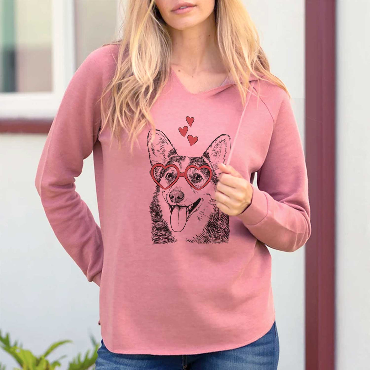 Valentine Darma the Corgi - Cali Wave Hooded Sweatshirt