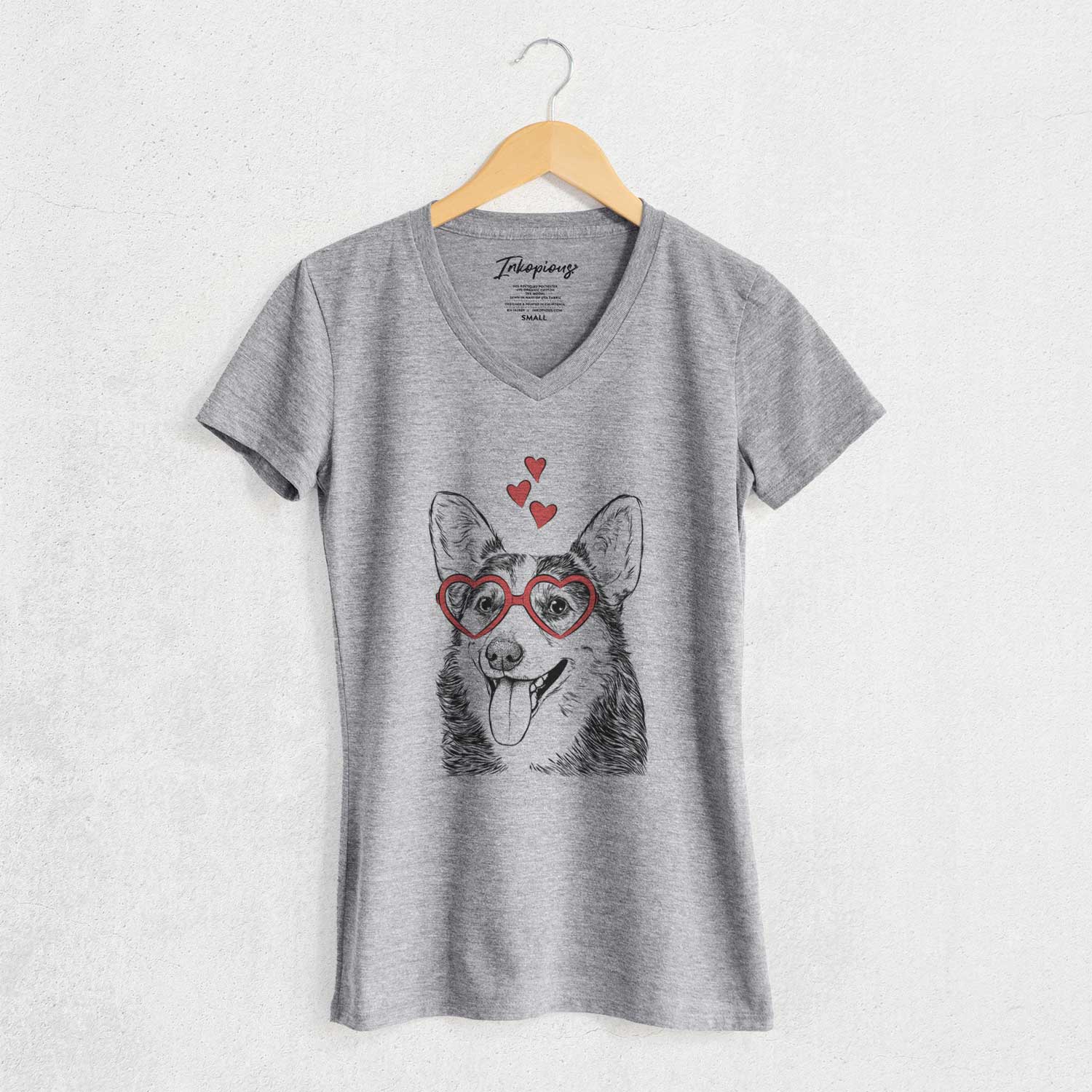 Valentine Darma the Corgi - Women's V-neck Shirt