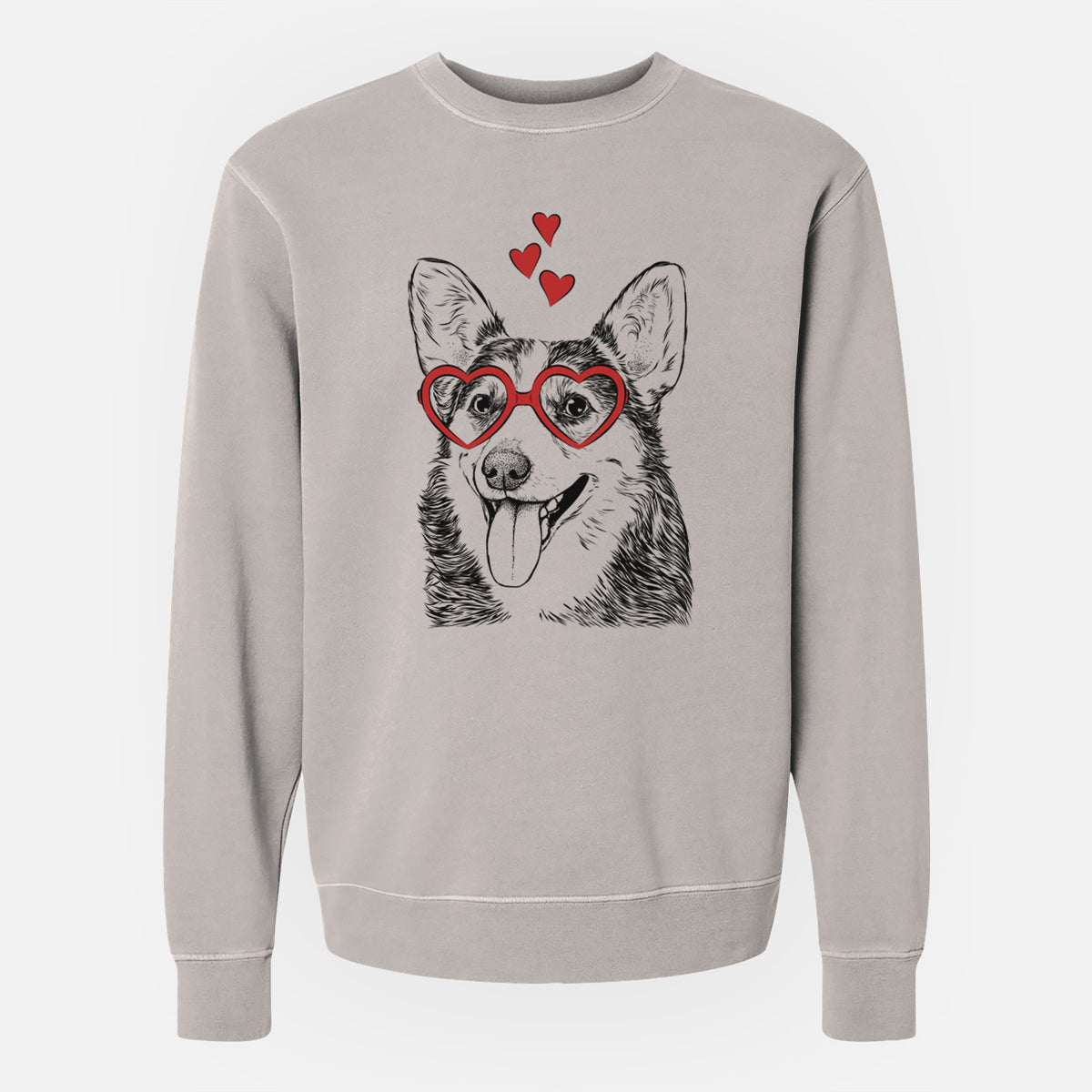 Valentine Darma the Corgi - Unisex Pigment Dyed Crew Sweatshirt