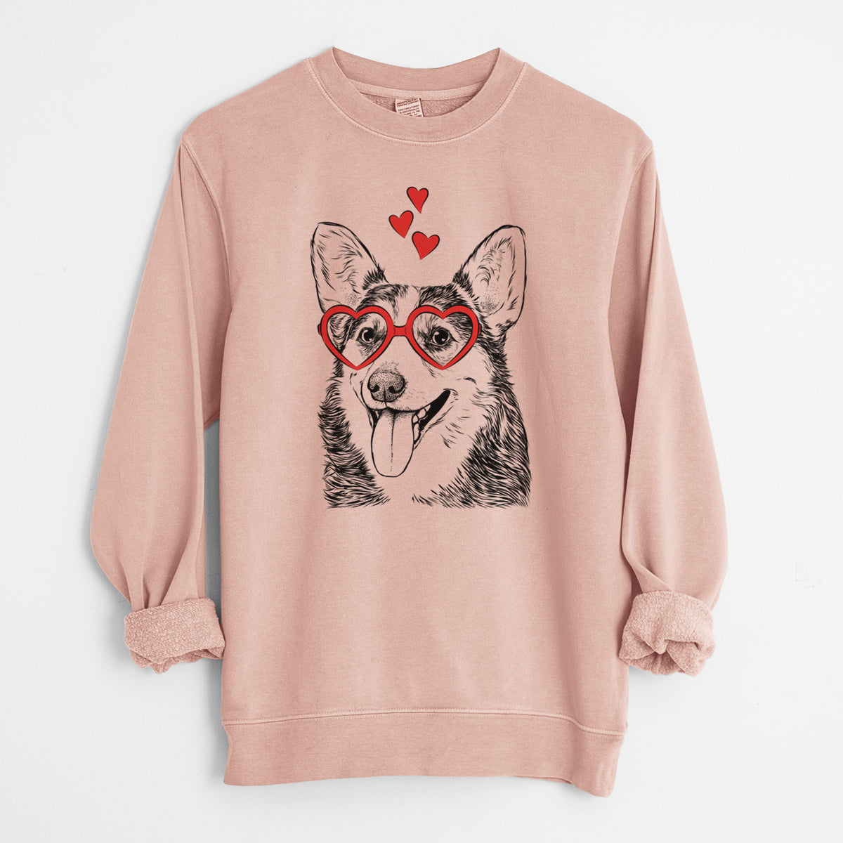 Valentine Darma the Corgi - Unisex Pigment Dyed Crew Sweatshirt