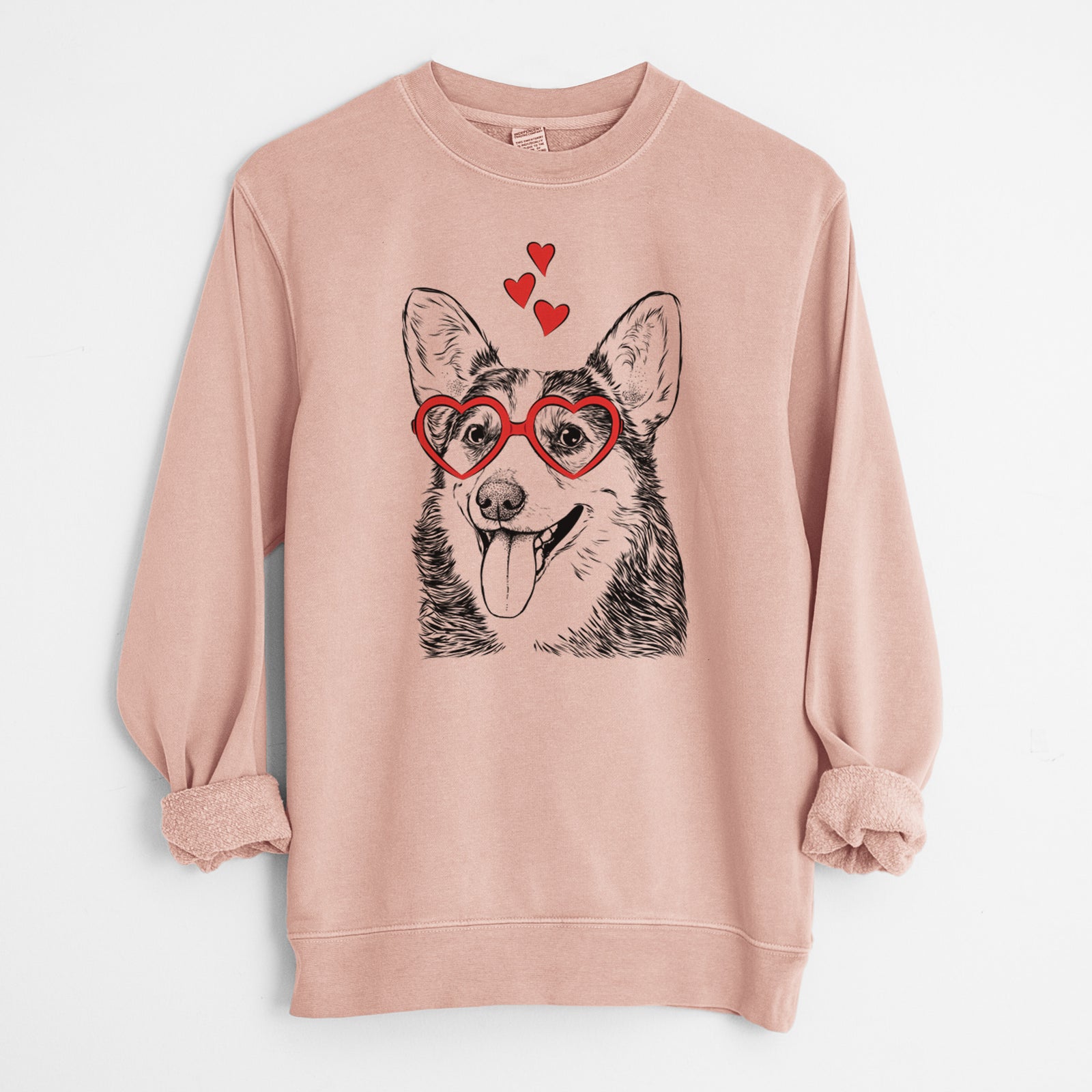 Valentine Darma the Corgi - Unisex Pigment Dyed Crew Sweatshirt