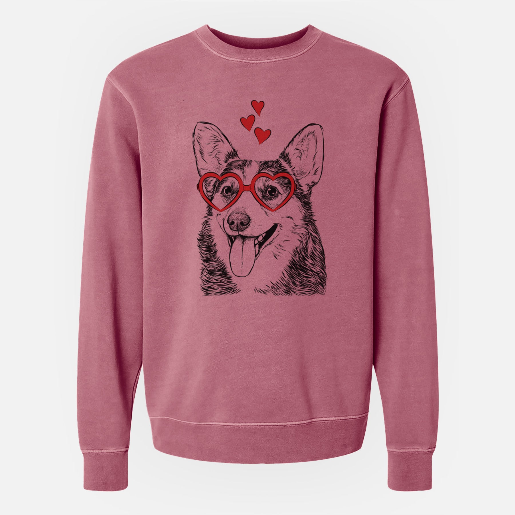 Valentine Darma the Corgi - Unisex Pigment Dyed Crew Sweatshirt