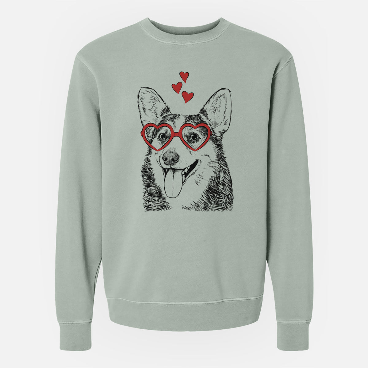 Valentine Darma the Corgi - Unisex Pigment Dyed Crew Sweatshirt