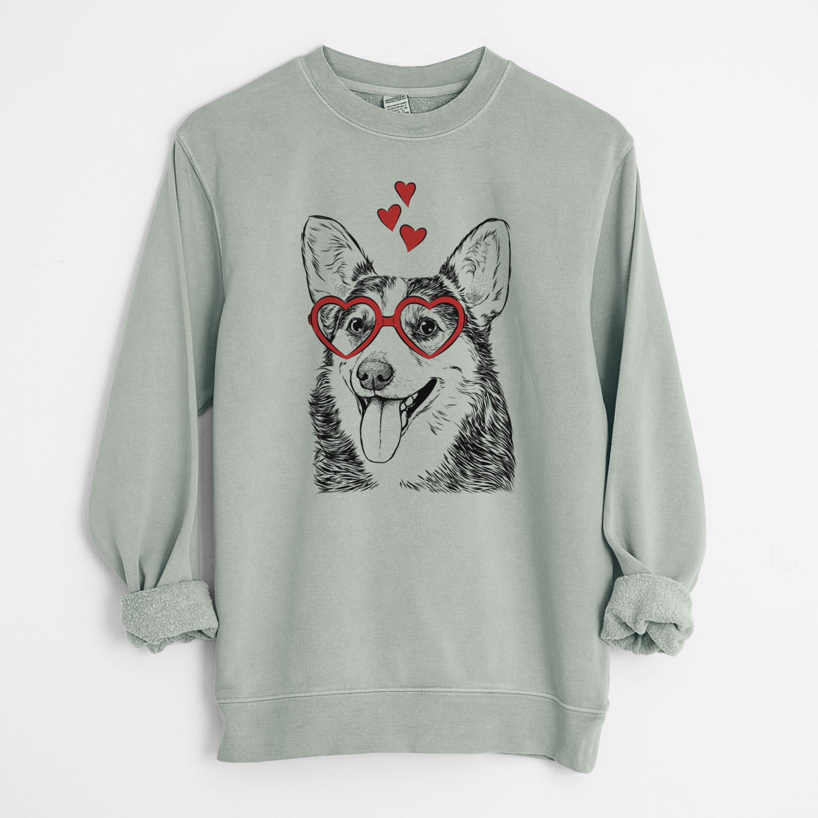 Valentine Darma the Corgi - Unisex Pigment Dyed Crew Sweatshirt